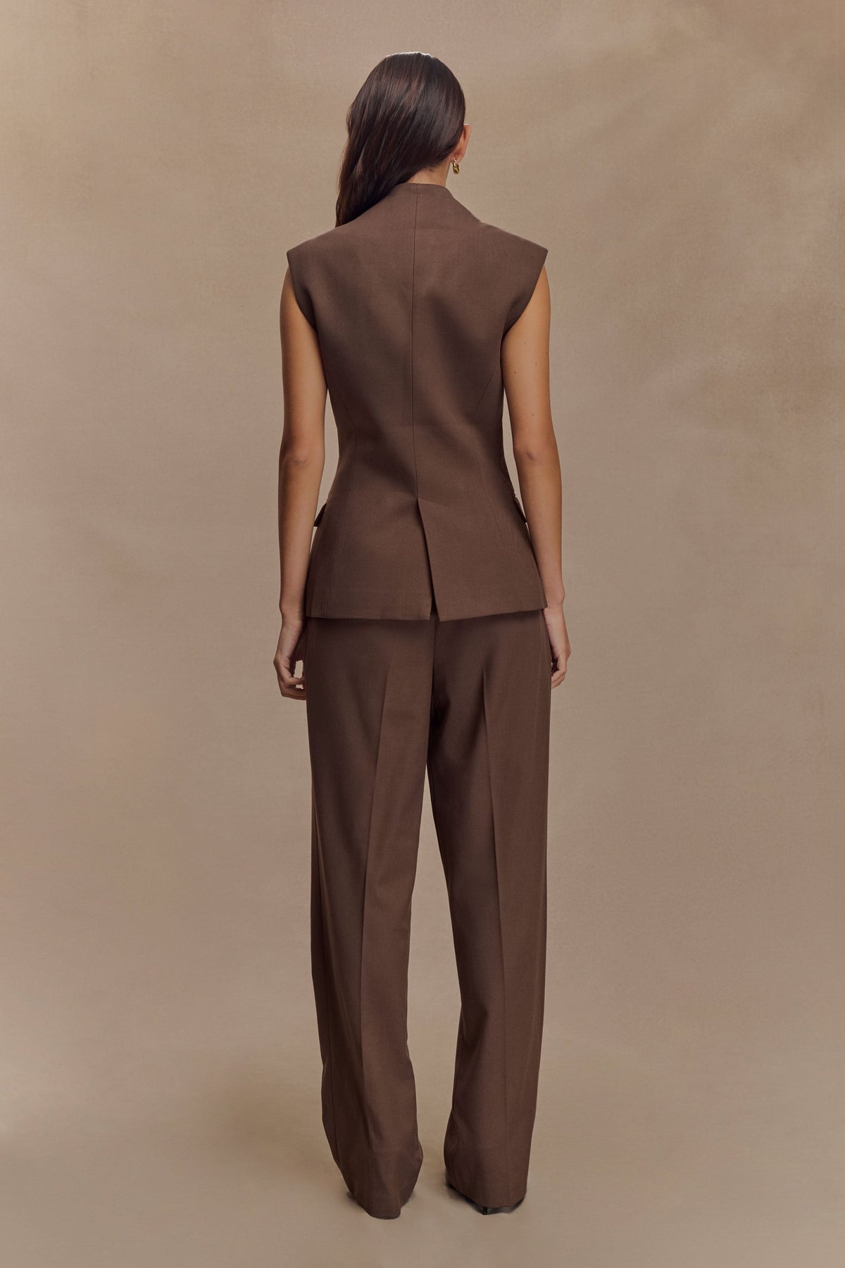 Penelope Suiting Sleeveless Blazer - Chocolate #4