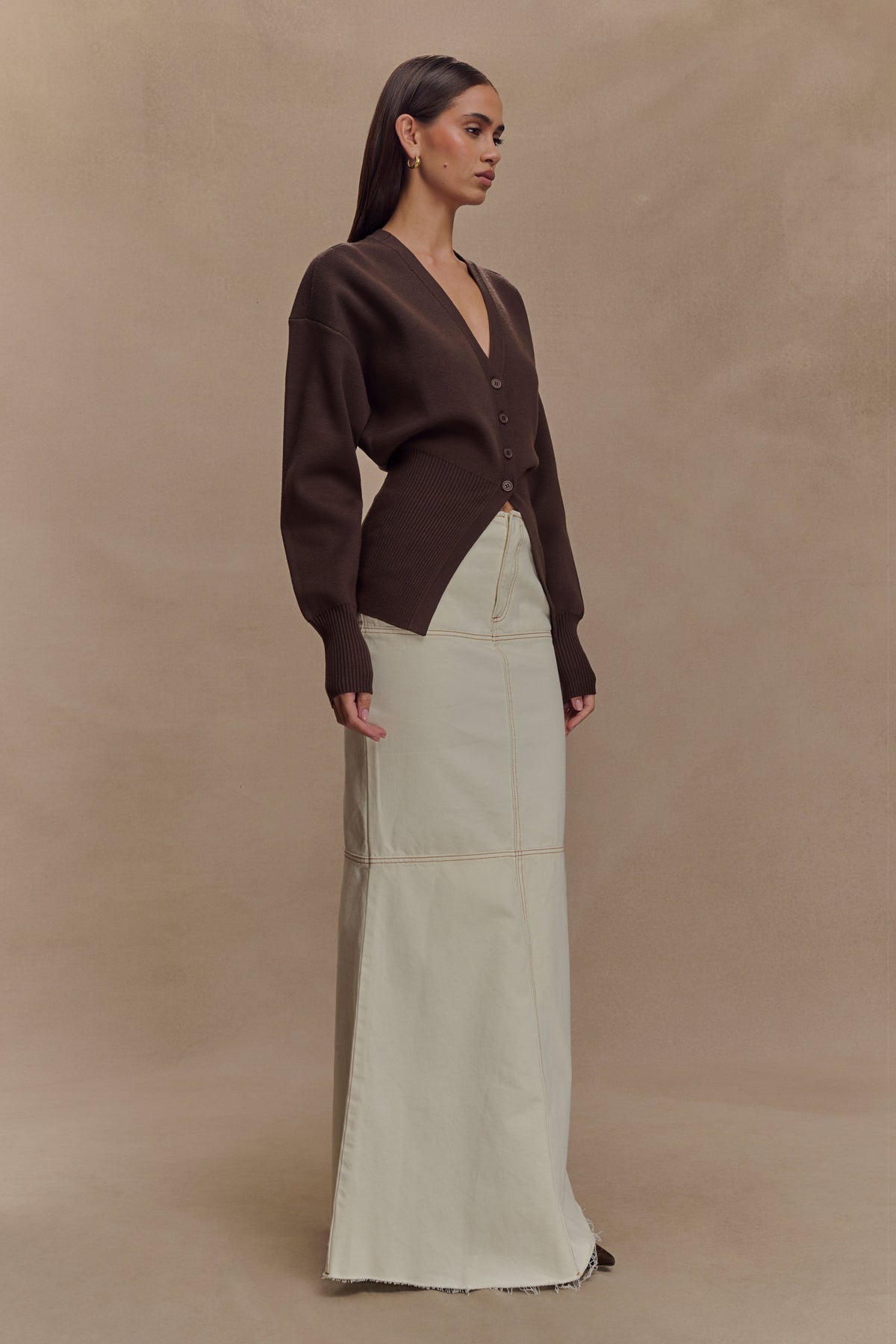 Alexia Buttoned Oversized Cardigan - Dark Chocolate #2