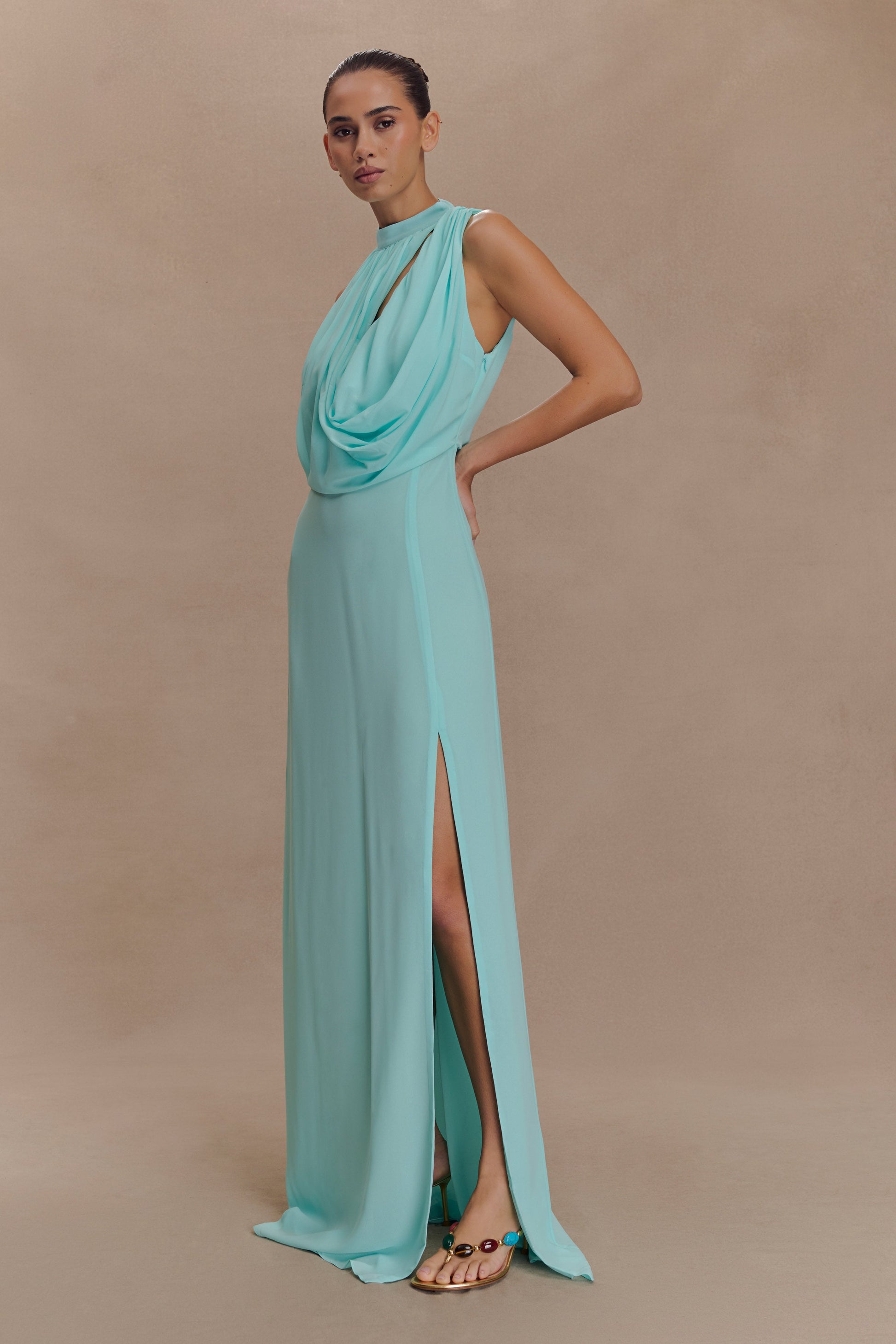 Galia Cowl Neck Maxi Dress - Lagoon #4