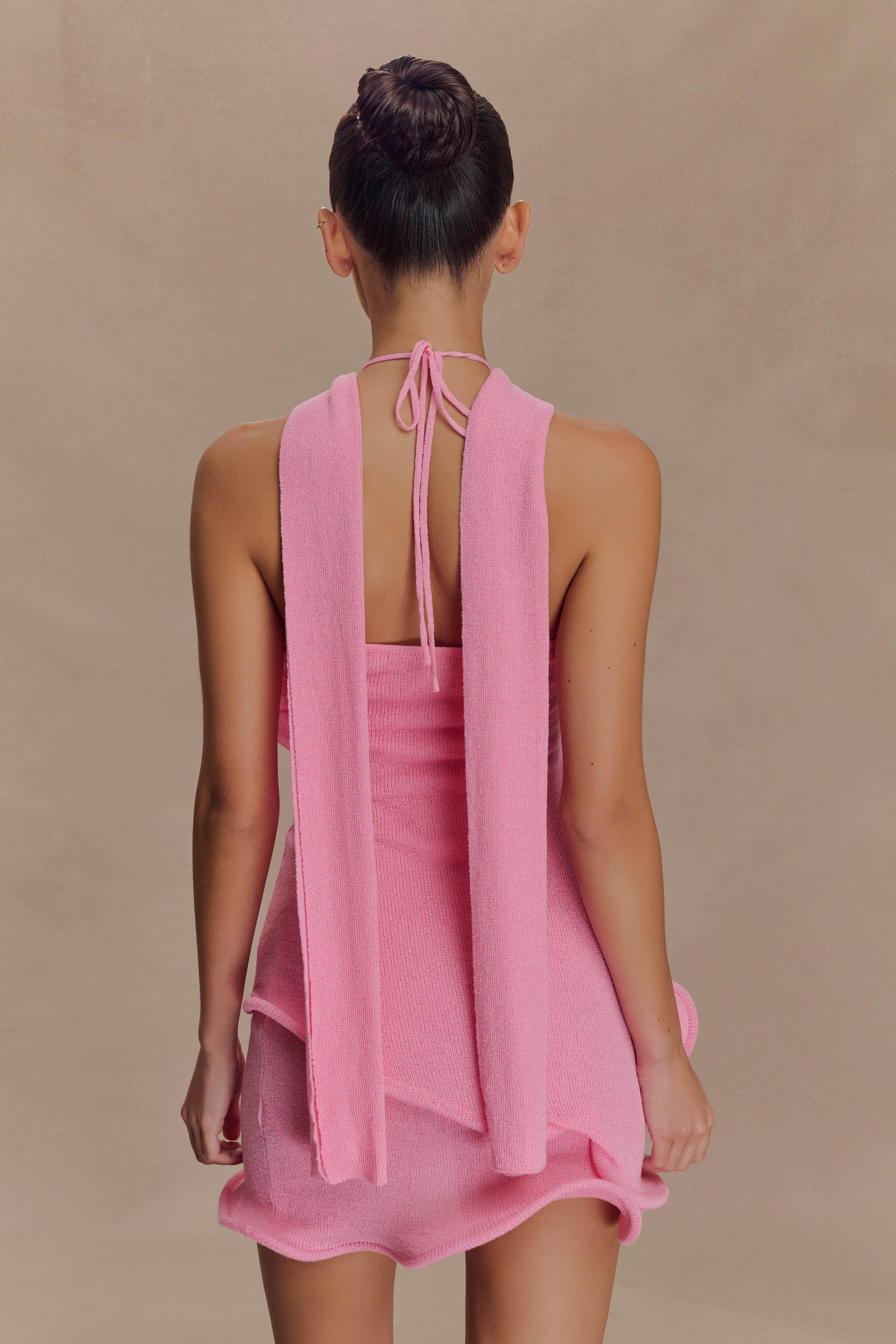 Caprice Halter Knit Mini Dress - Bubblegum Pink #3