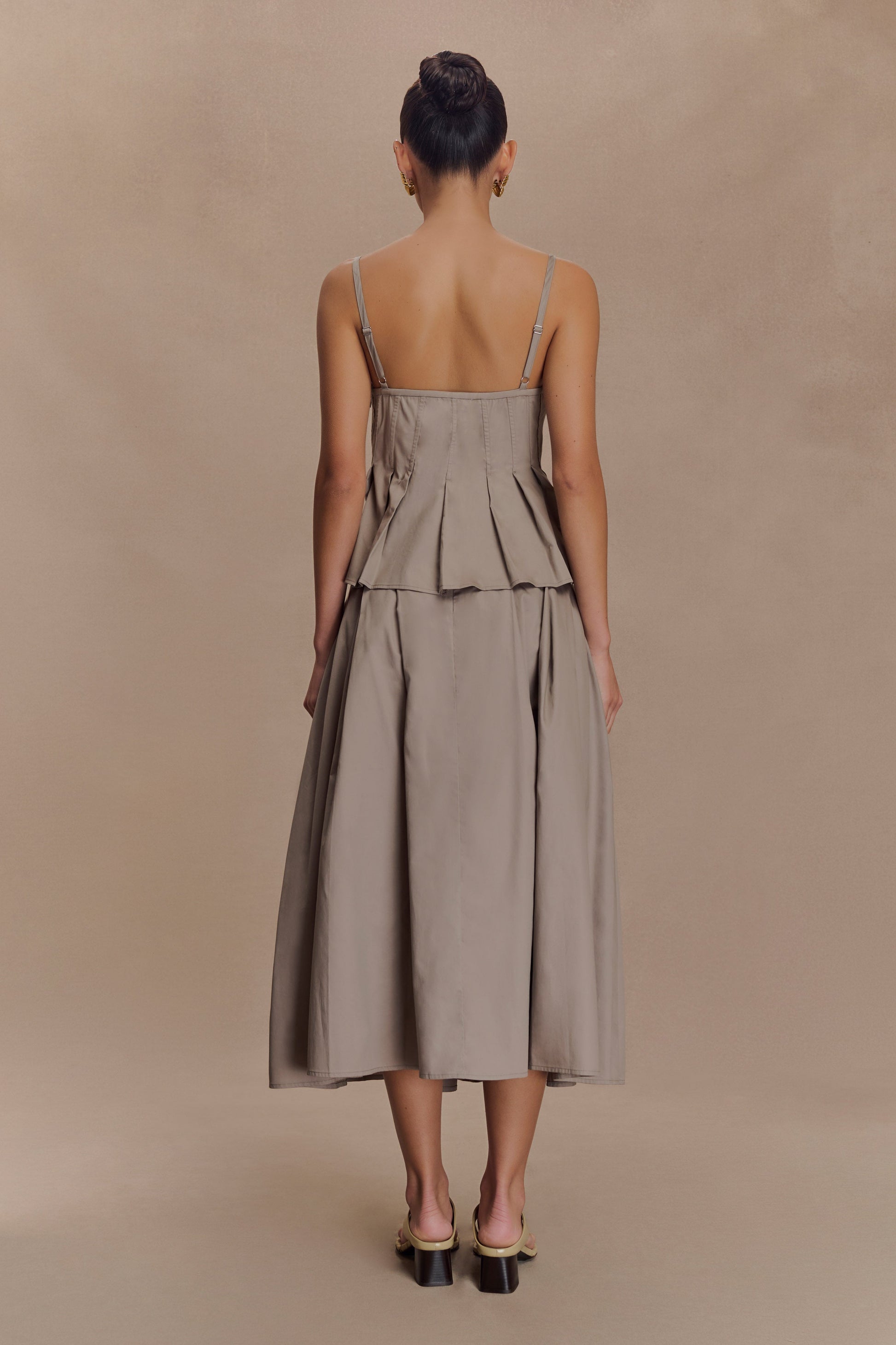 Mae A-Line Midi Skirt - Pebble Brown #2