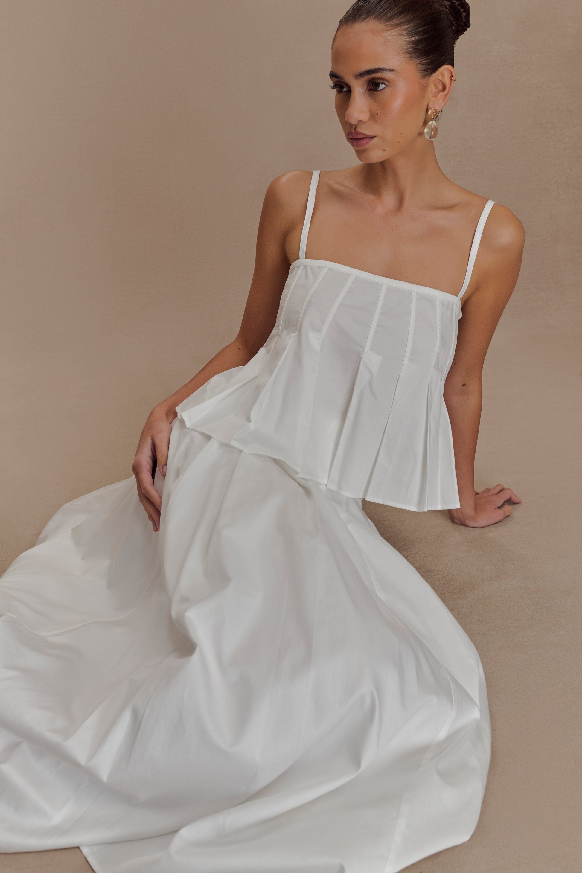 Mae A-Line Midi Skirt - White #3
