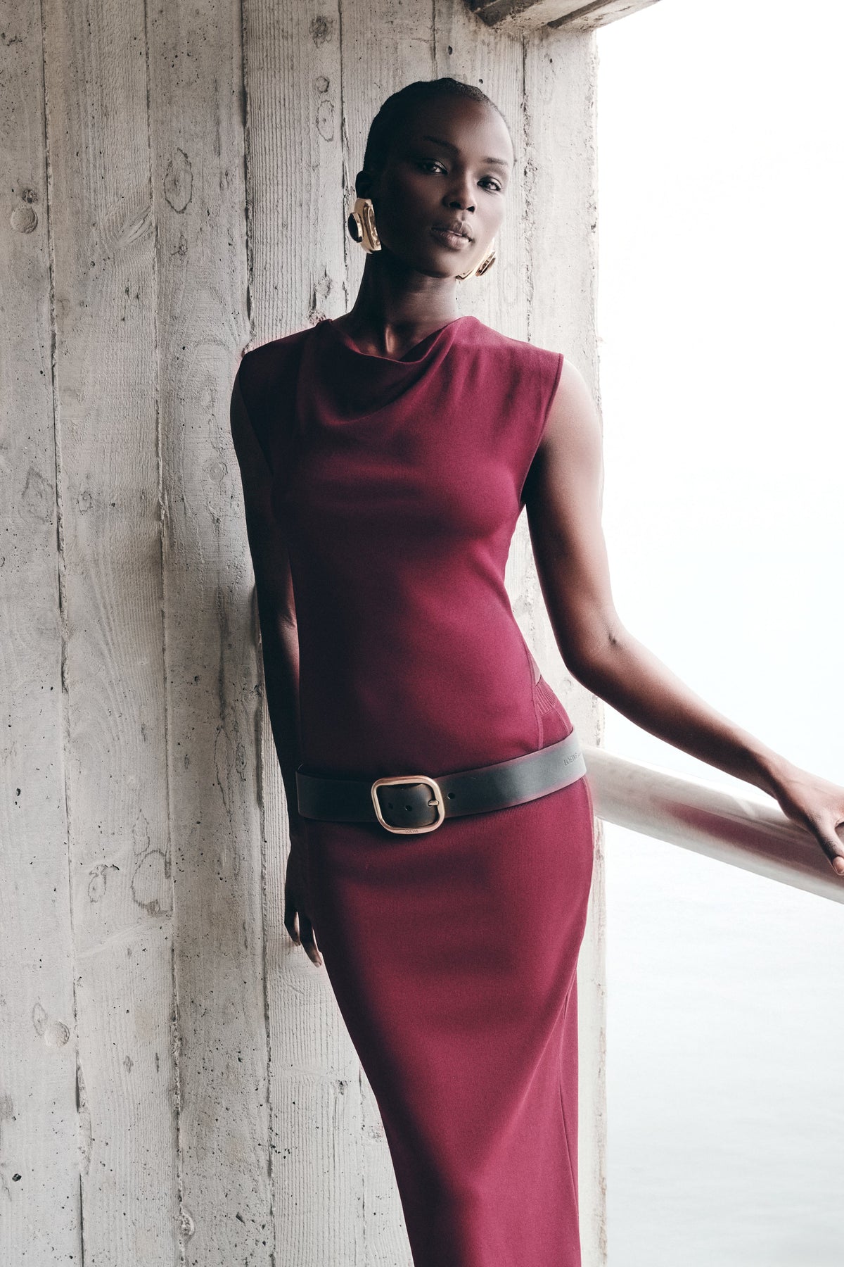 Francisca Cowl Neck Knit Top - Merlot #2