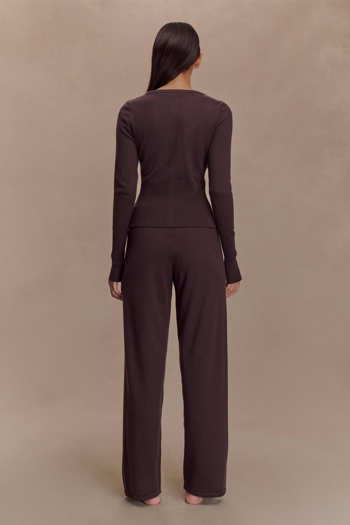 Reese Fitted Knit Cardigan - Dark Chocolate #5