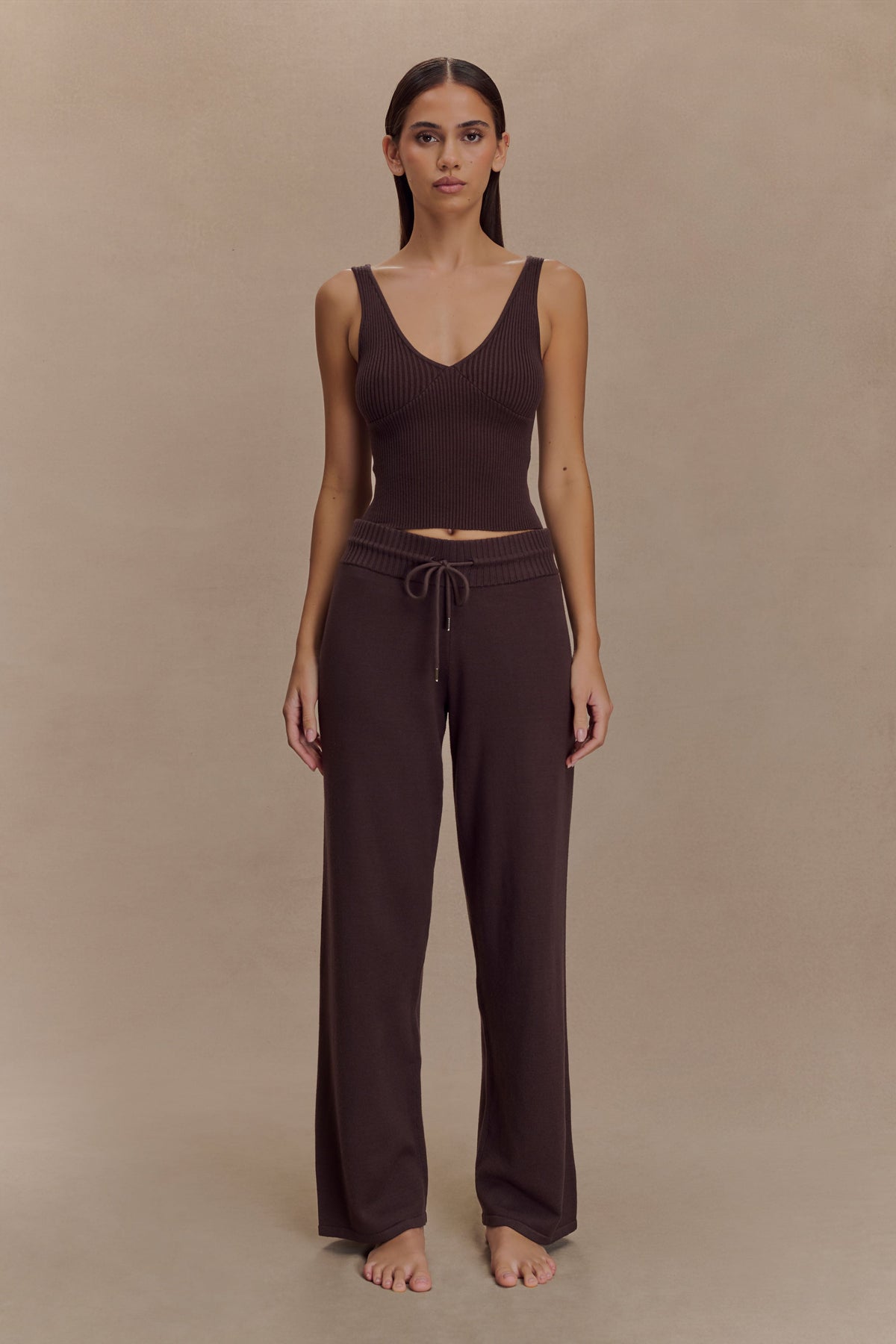 Natalya Knit Wide Leg Pants - Dark Chocolate #6