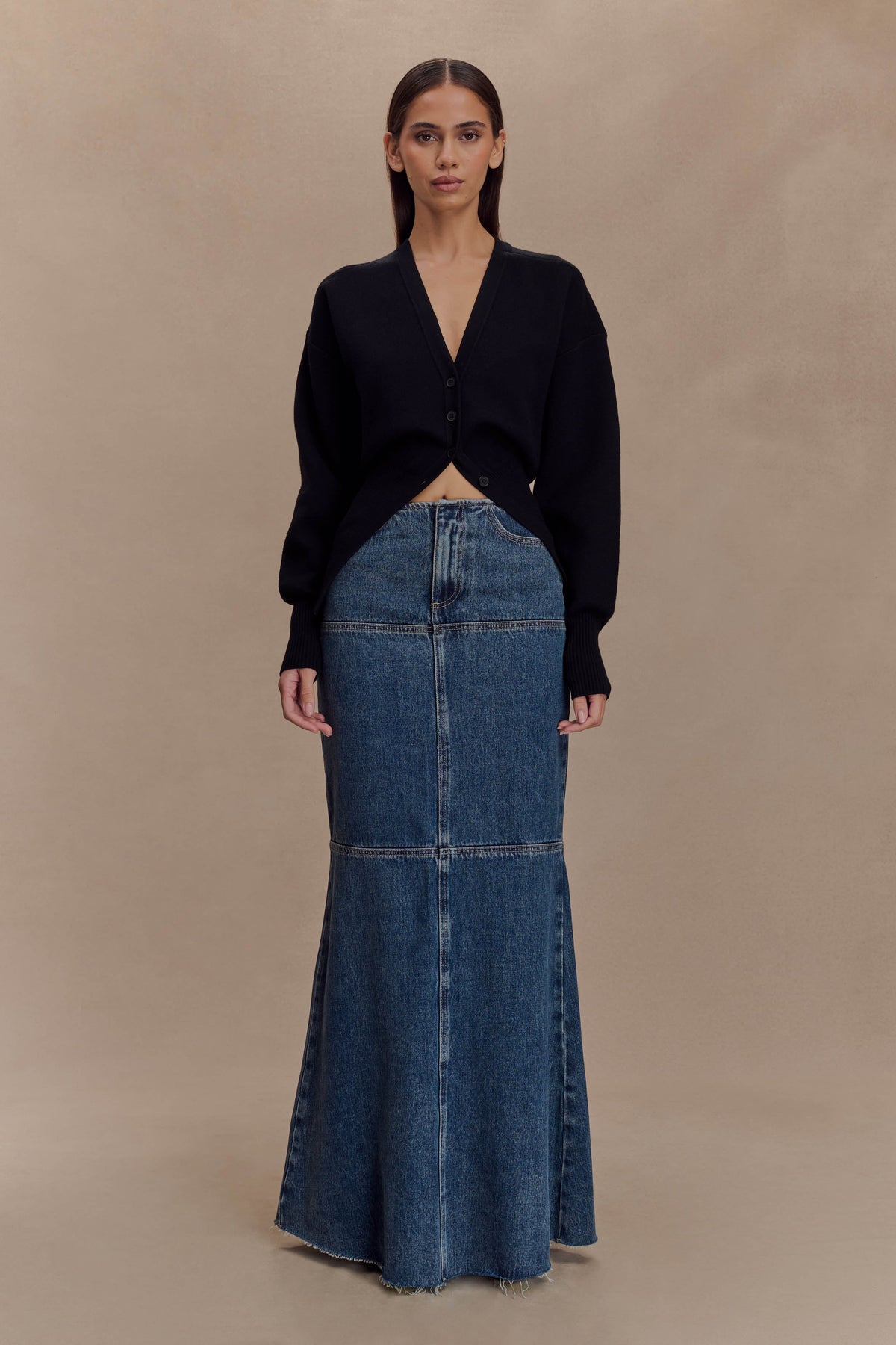 Loretta Denim Maxi Skirt - Washed Dark Blue #6
