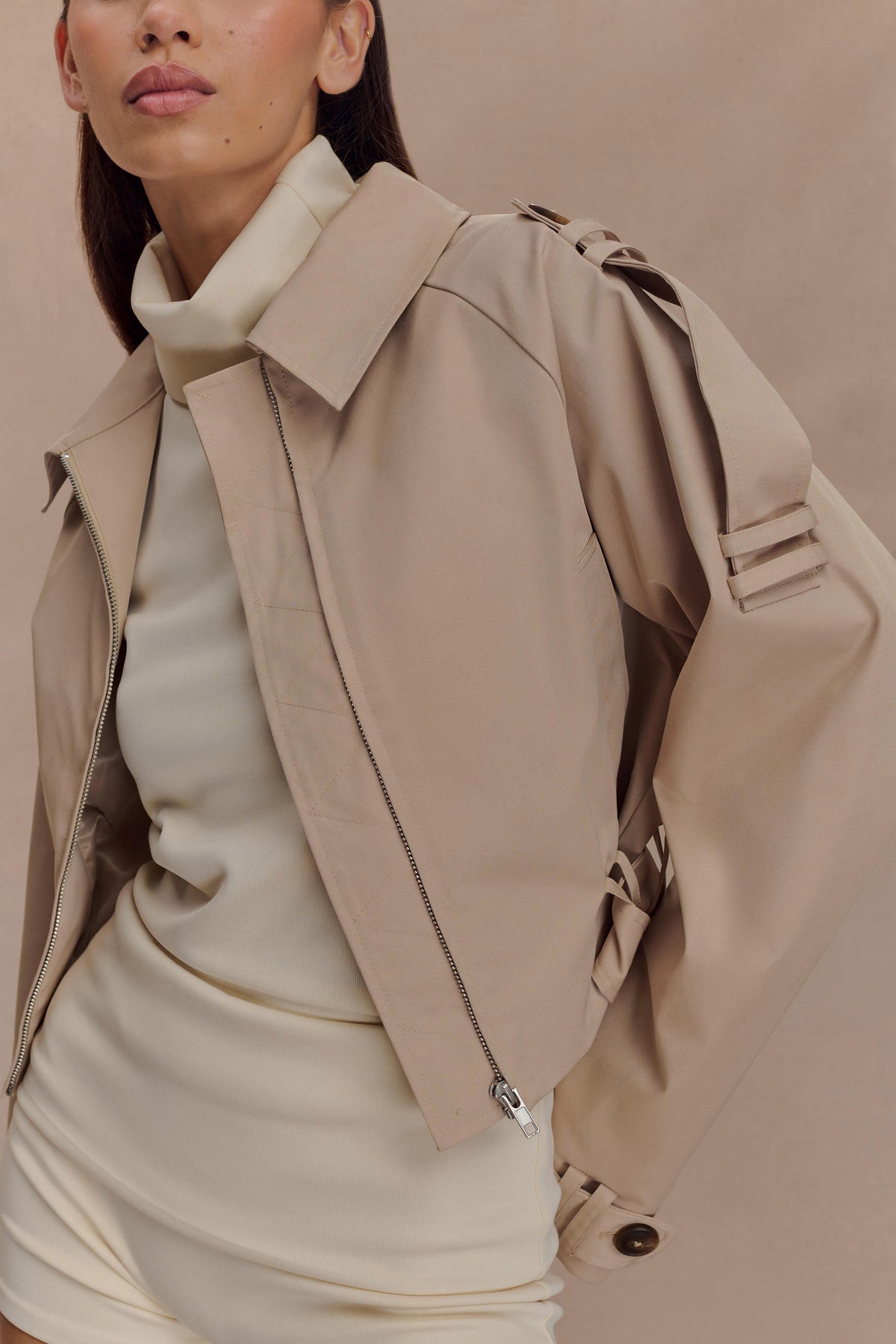 Frank Cropped Collared Jacket - Camel #5
