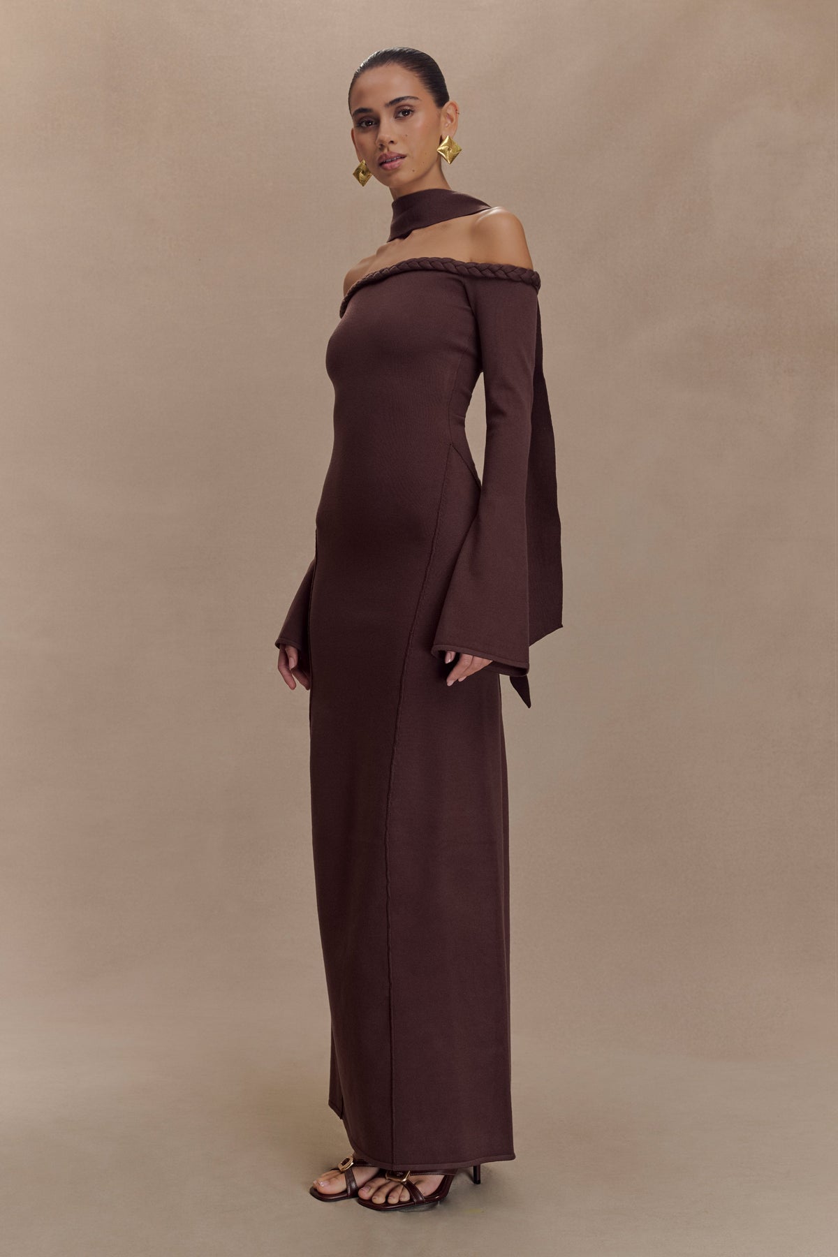 Heidi Strapless Knit Scarf Maxi Dress - Dark Chocolate #2