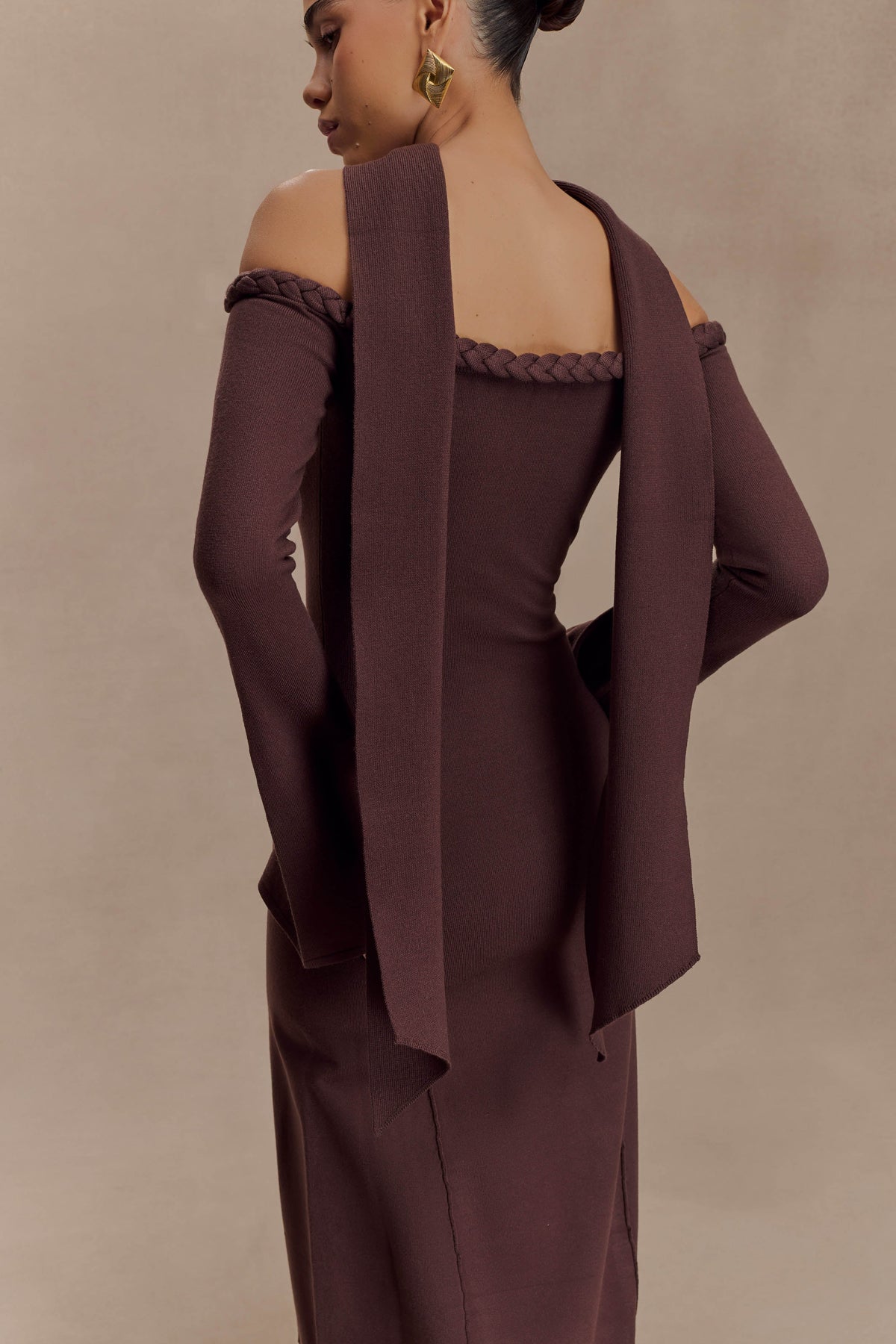 Heidi Strapless Knit Scarf Maxi Dress - Dark Chocolate #3
