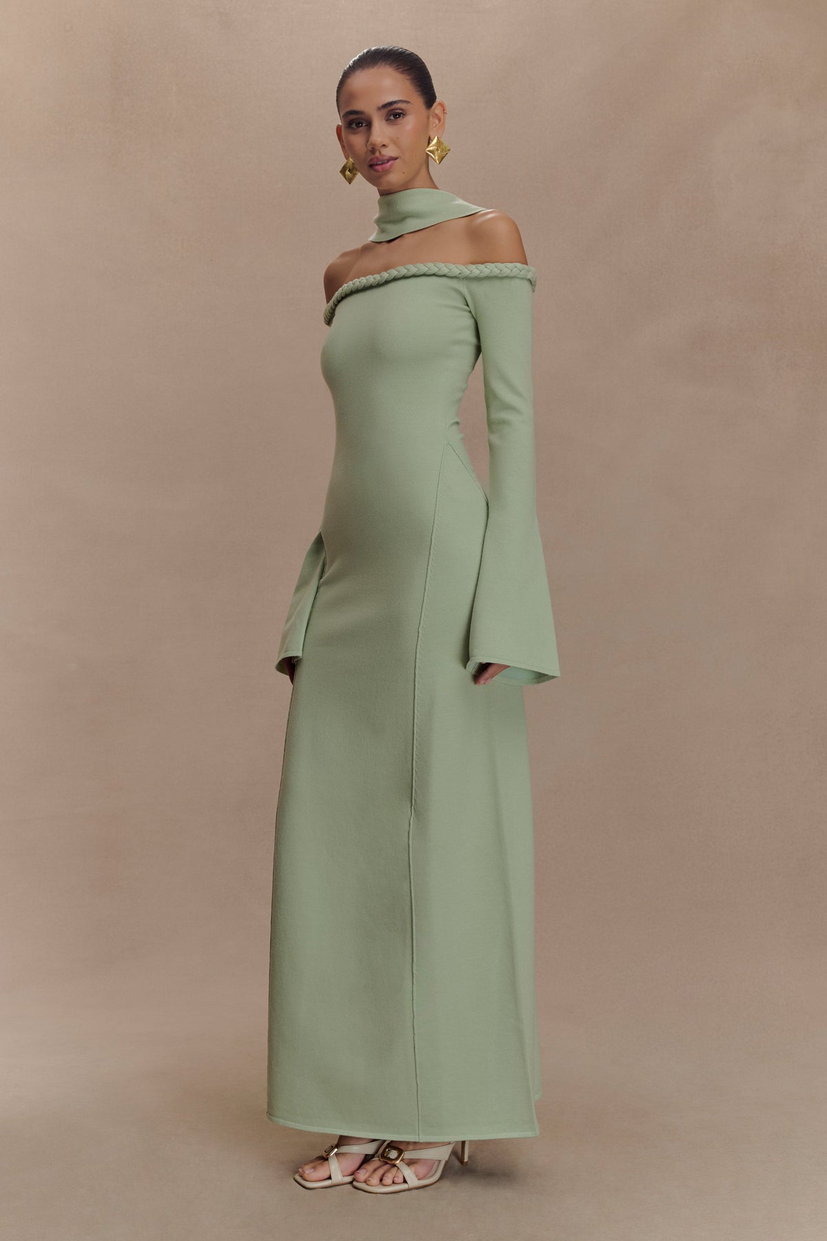 Heidi Strapless Knit Scarf Maxi Dress - Pastel Green #4