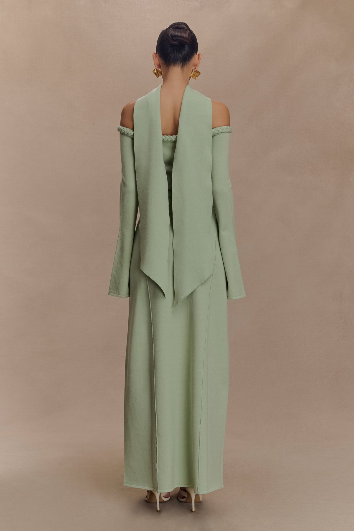 Heidi Strapless Knit Scarf Maxi Dress - Pastel Green #2