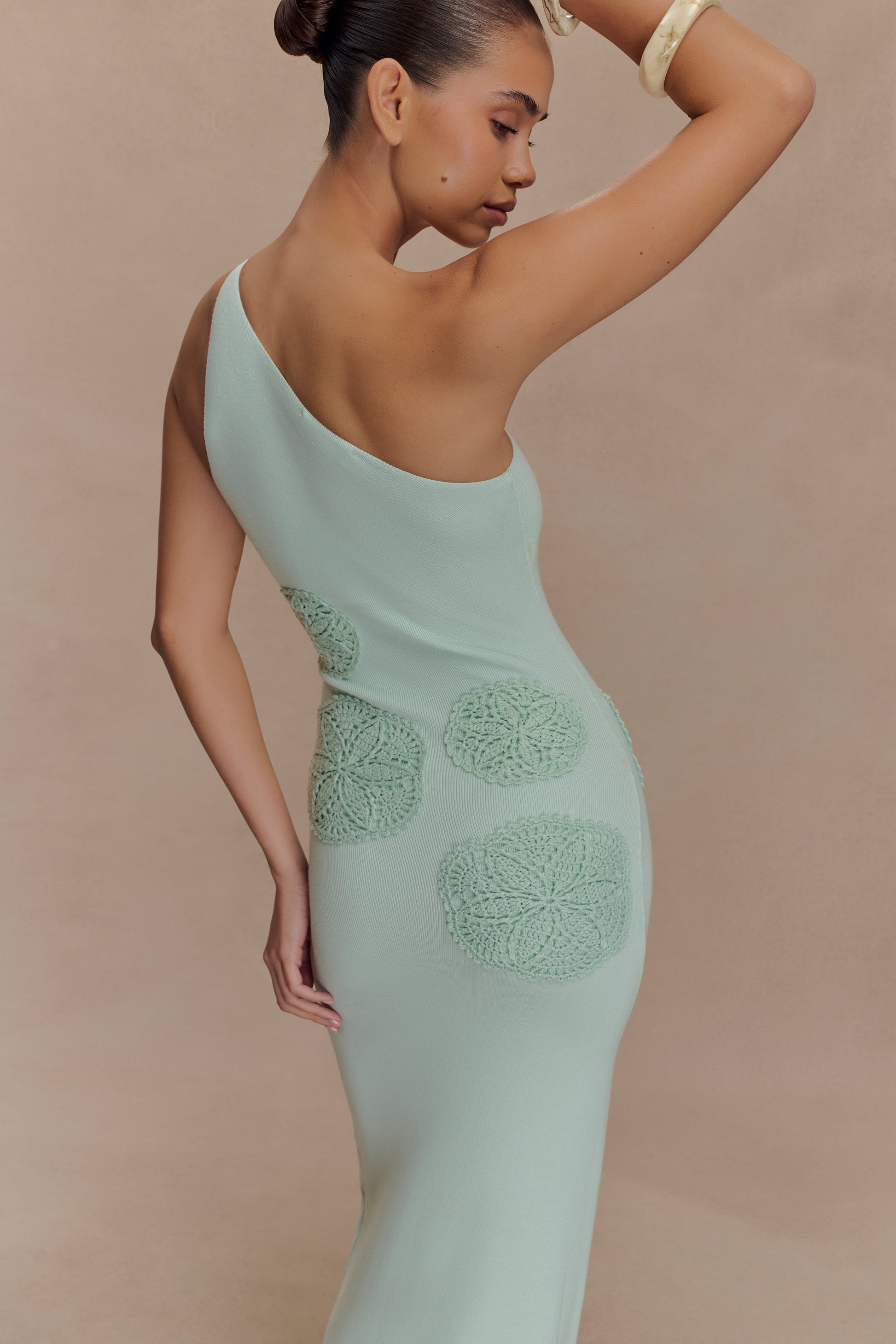 Teneika Crochet Knit Maxi Dress - Light Aqua #3