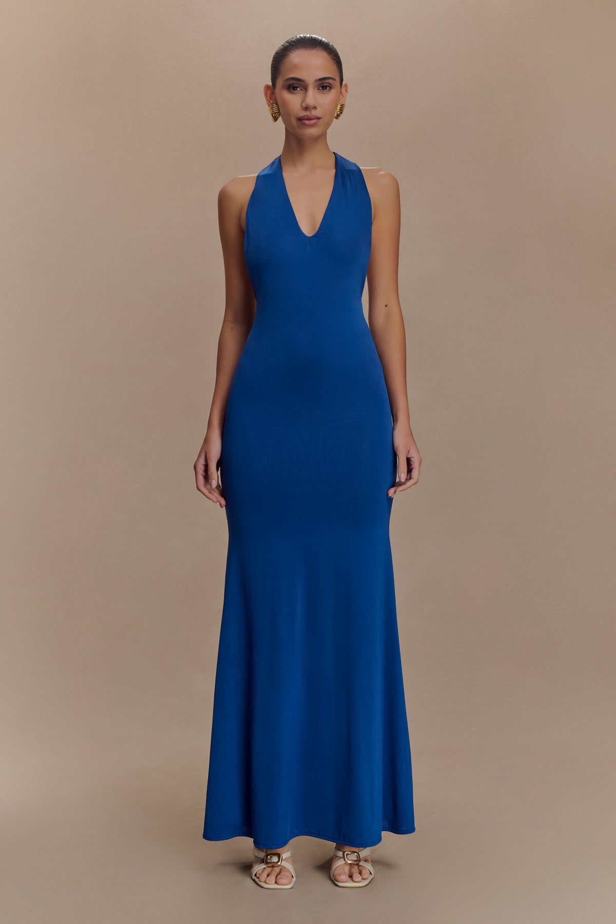 Elke Slinky V Neck Maxi Dress - Cobalt #2