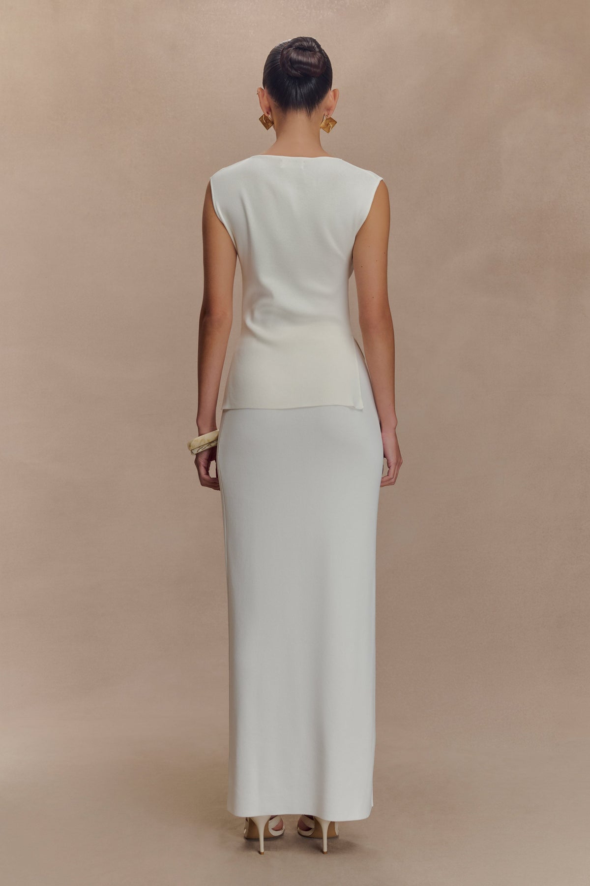 Francisca Cowl Neck Knit Top - White #5