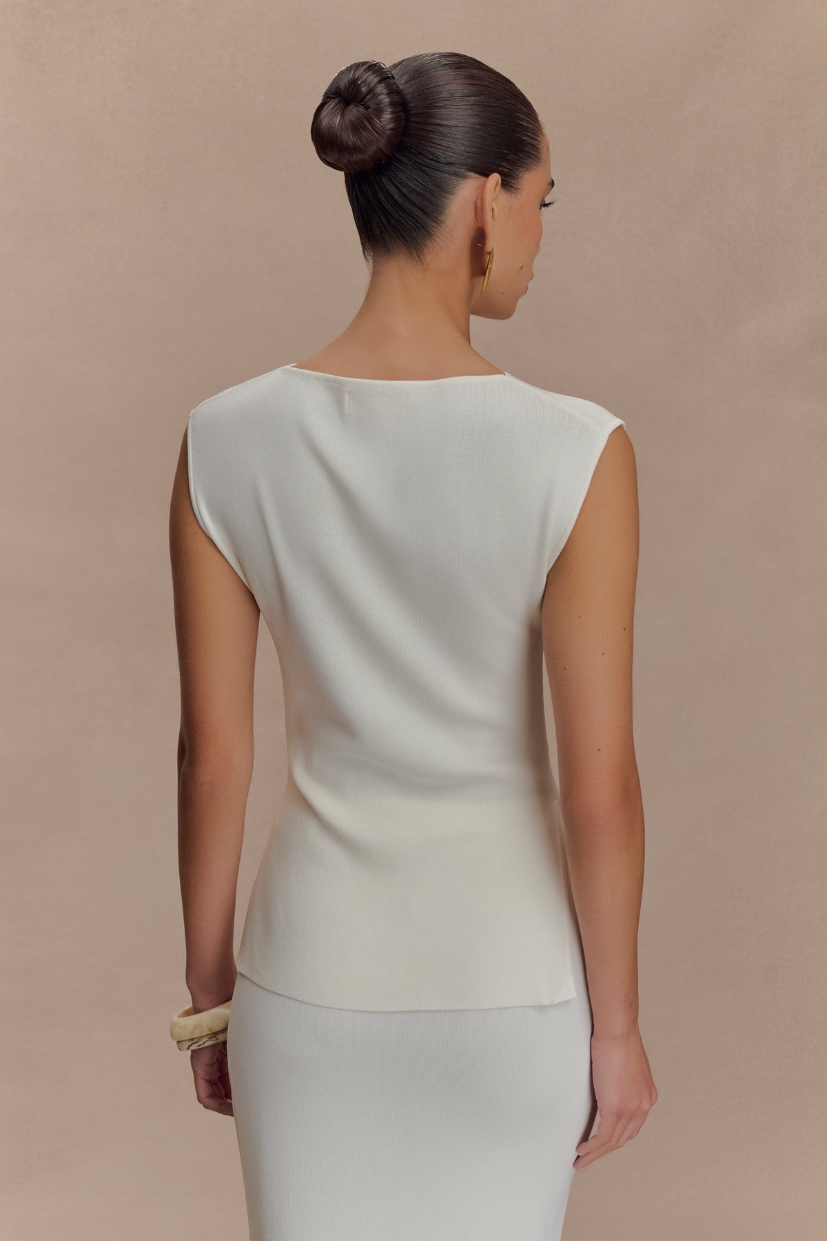 Francisca Cowl Neck Knit Top - White #2