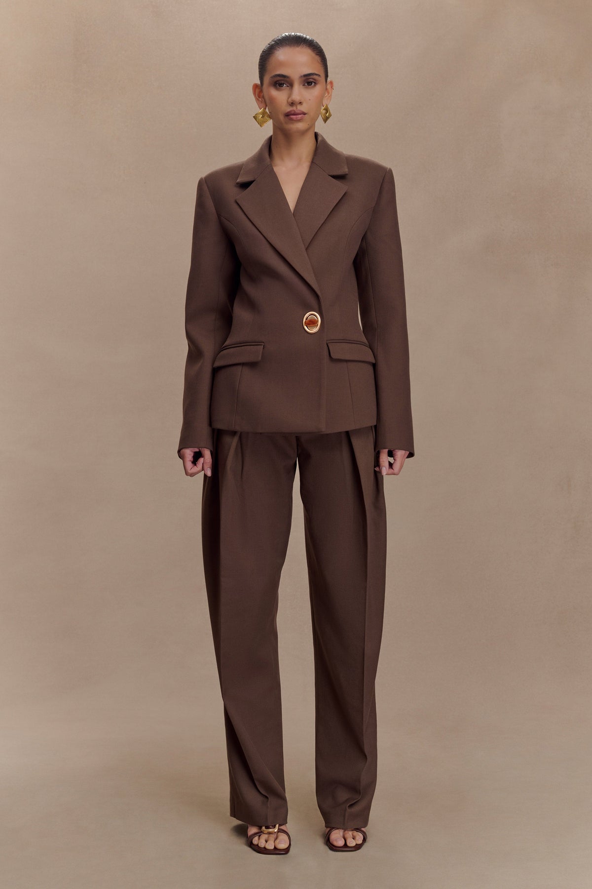 Max Cinched Waist Blazer - Chocolate #6