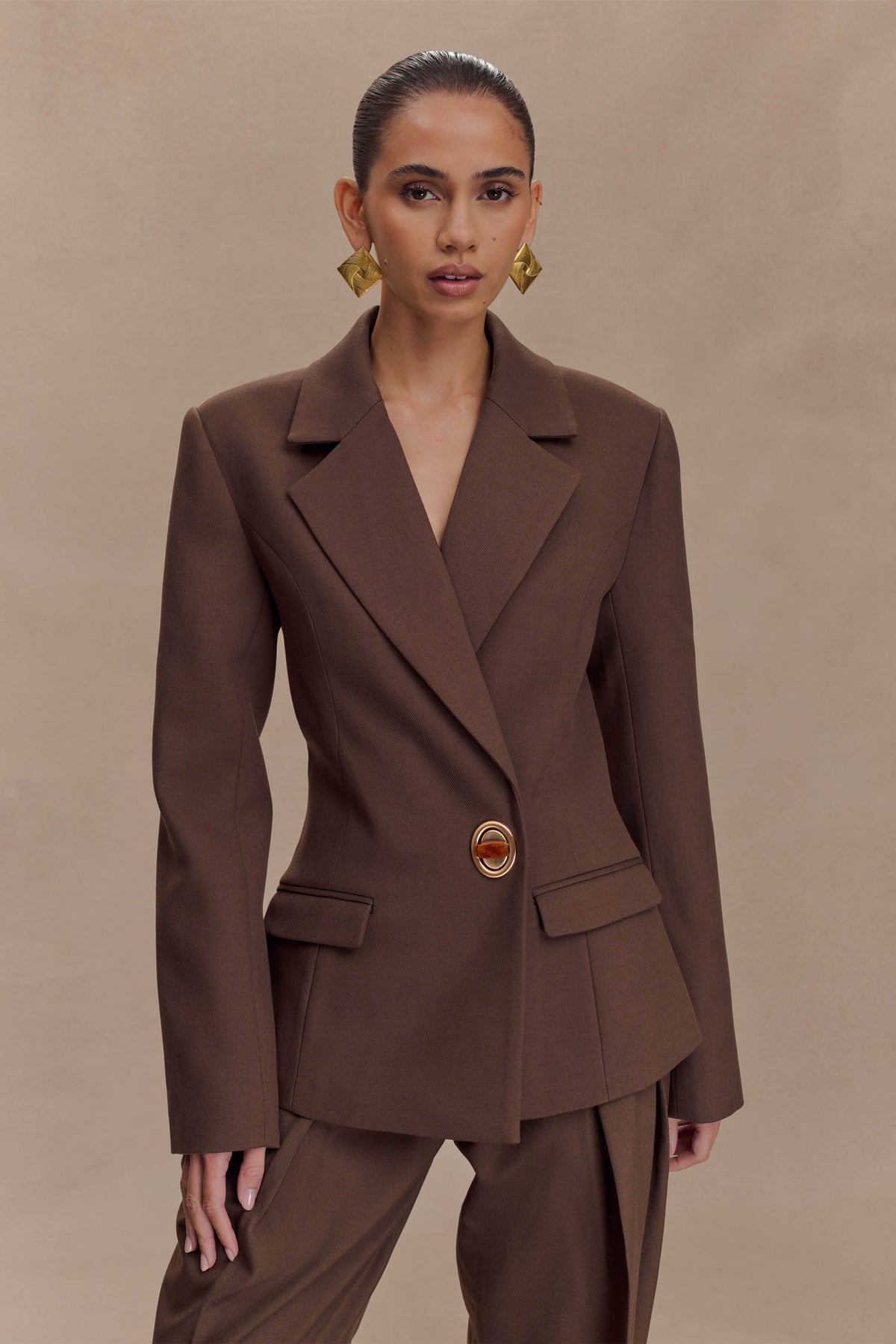 Max Cinched Waist Blazer - Chocolate #2