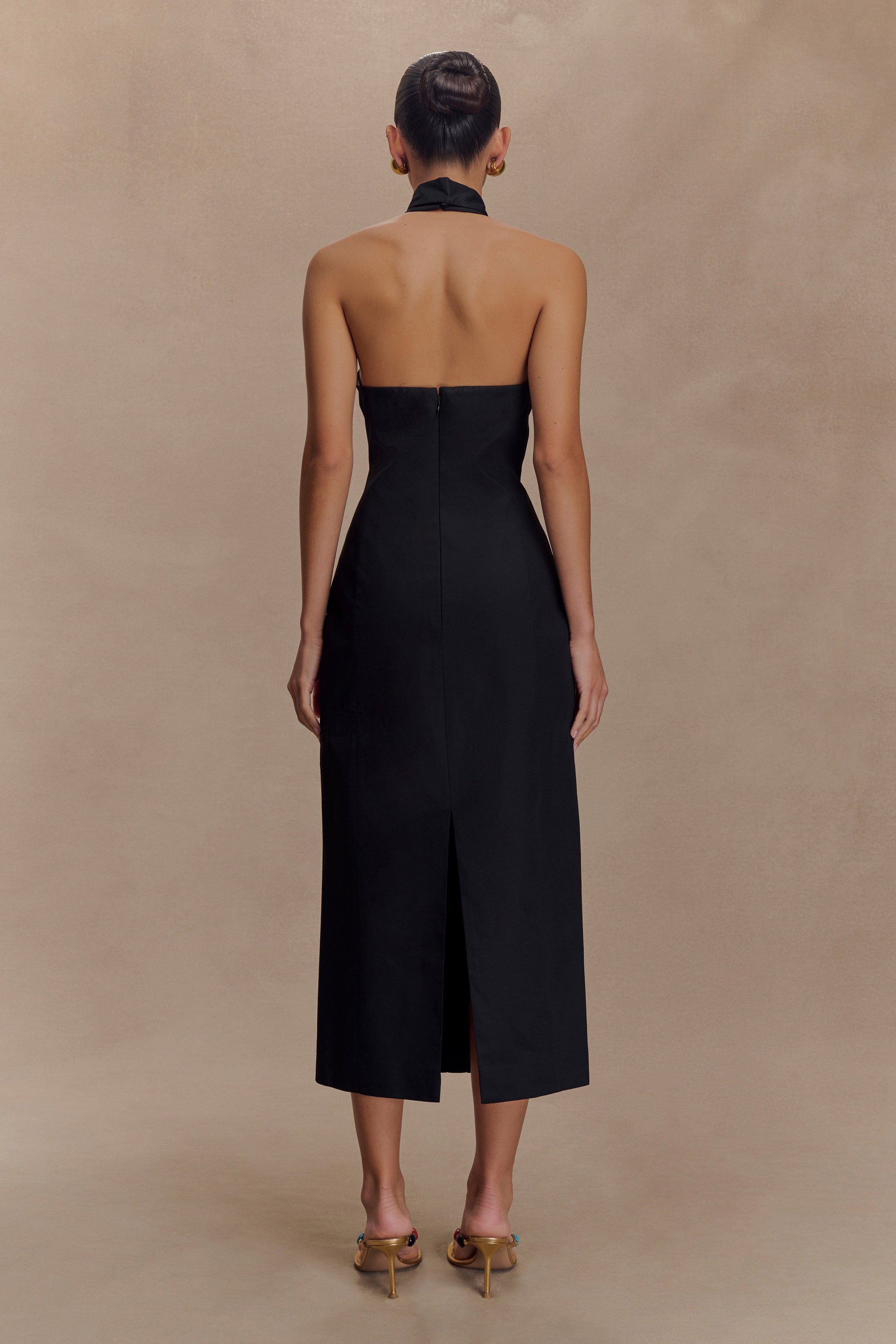 Simona Halter Neck Midi Dress - Black #2