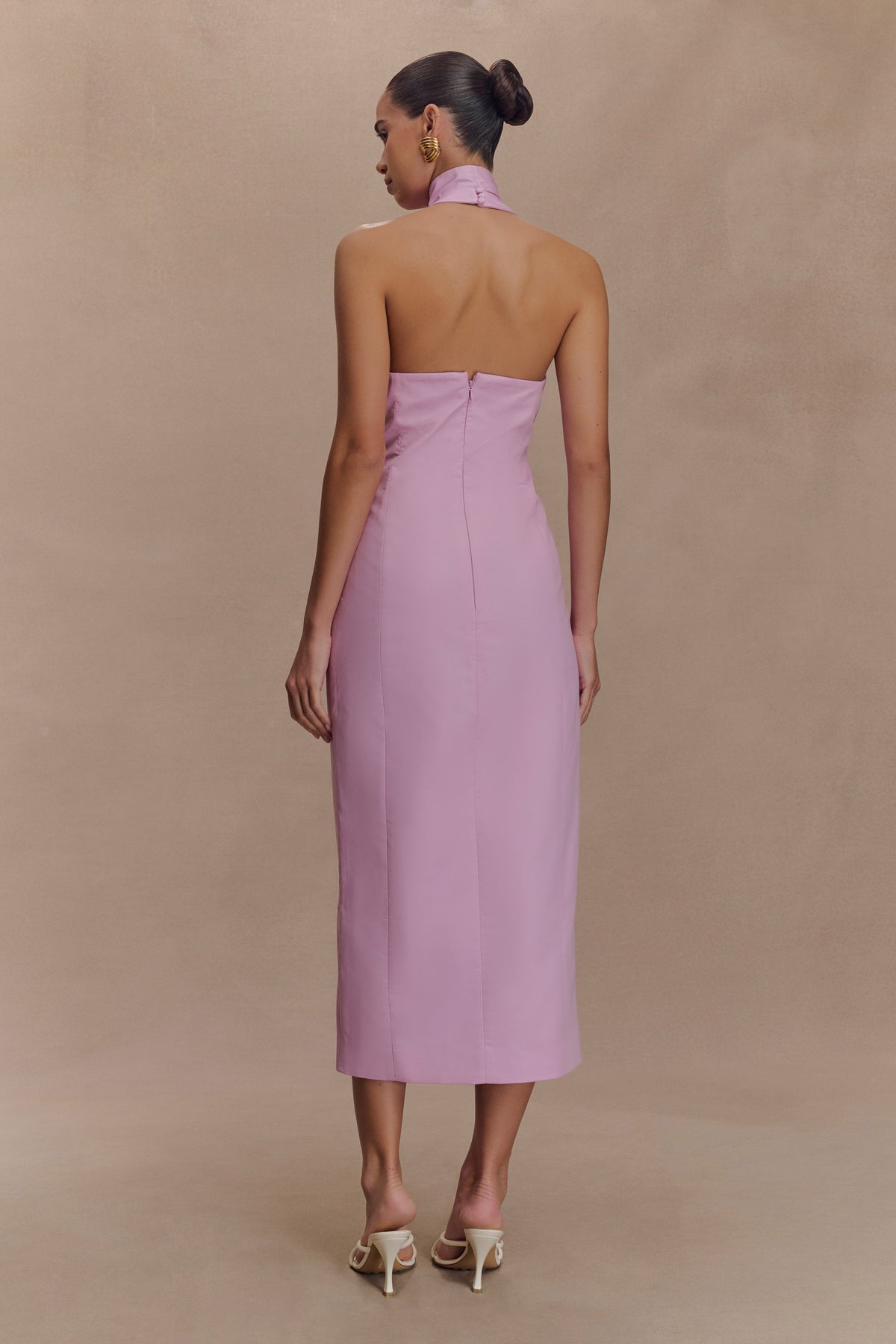 Simona Halter Neck Midi Dress - Blush Pink #2