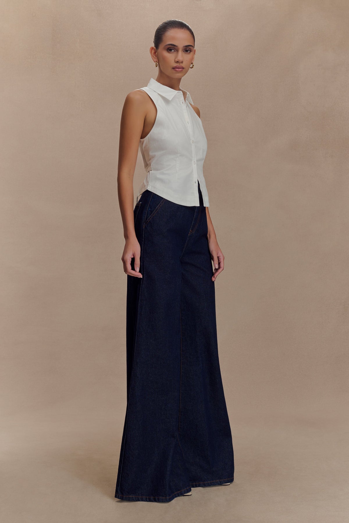 Selene Sleeveless Halter Shirt - White #4