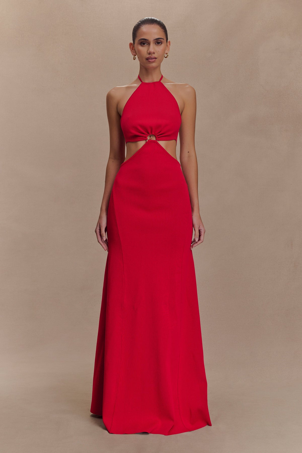 Marlowe Halter Knit Maxi Dress - Red #2