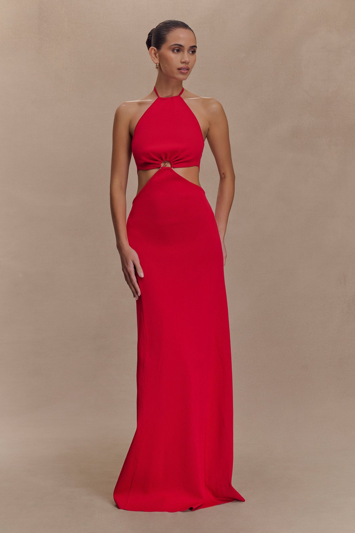 Marlowe Halter Knit Maxi Dress - Red #6