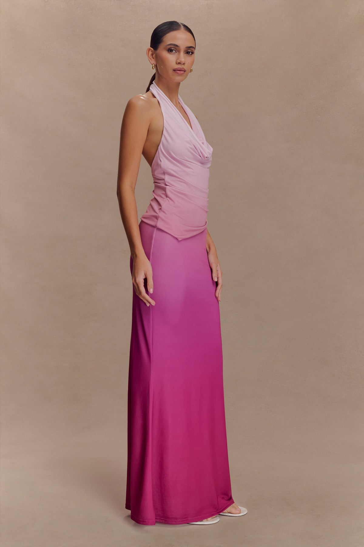Safiya Asymmetrical Halter Top - Ombre Pink #4