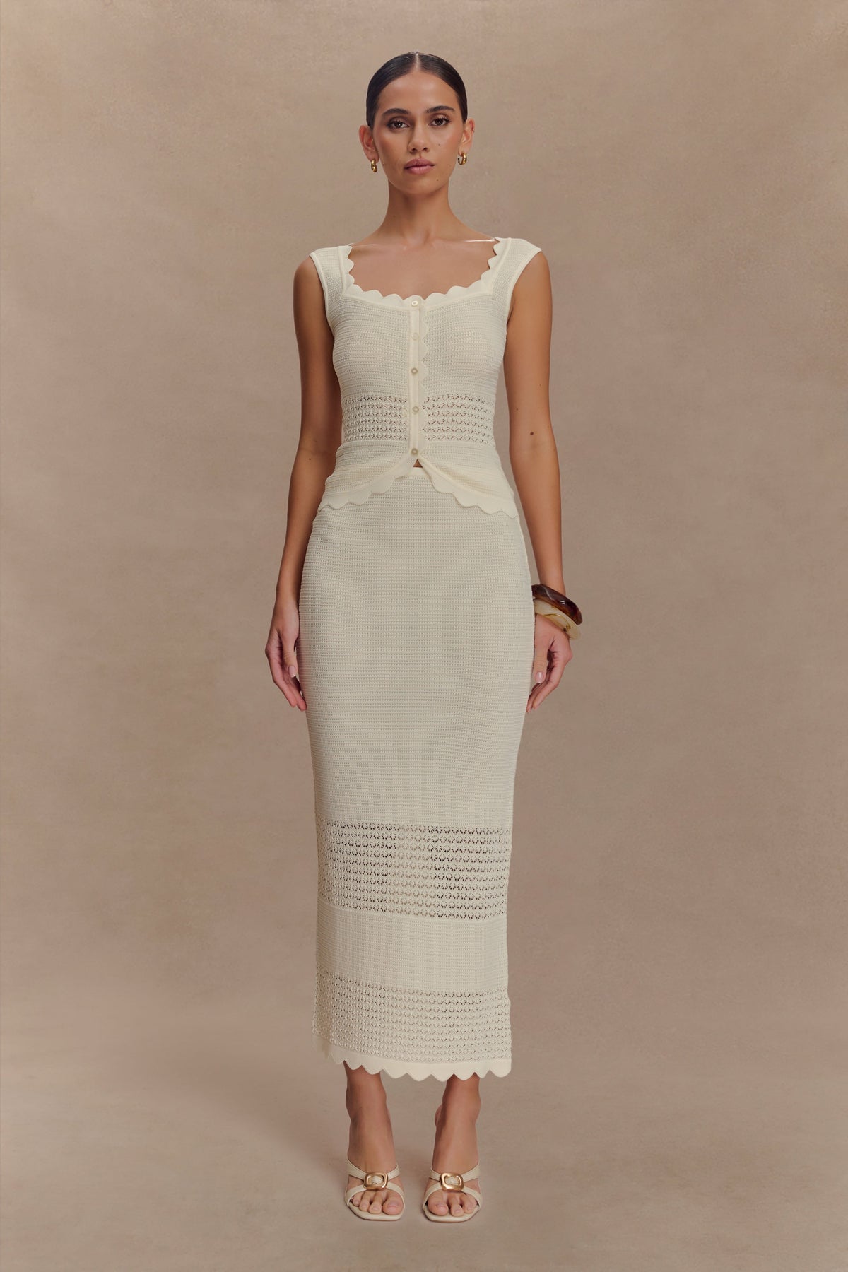 Madeline Scallop Knit Top - Ivory #6