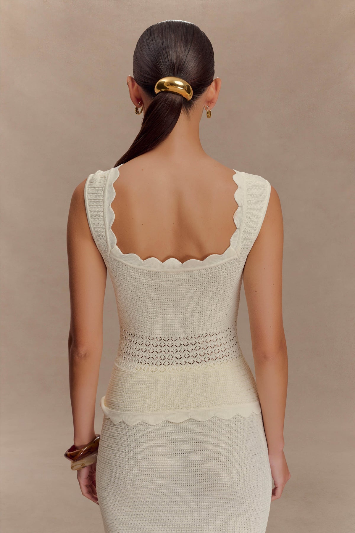 Madeline Scallop Knit Top - Ivory #2