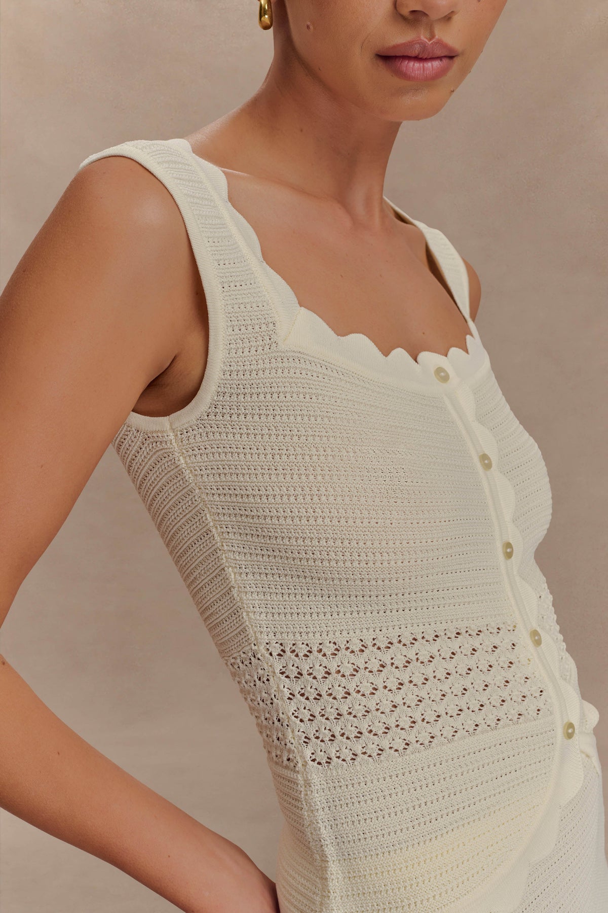 Madeline Scallop Knit Top - Ivory #3