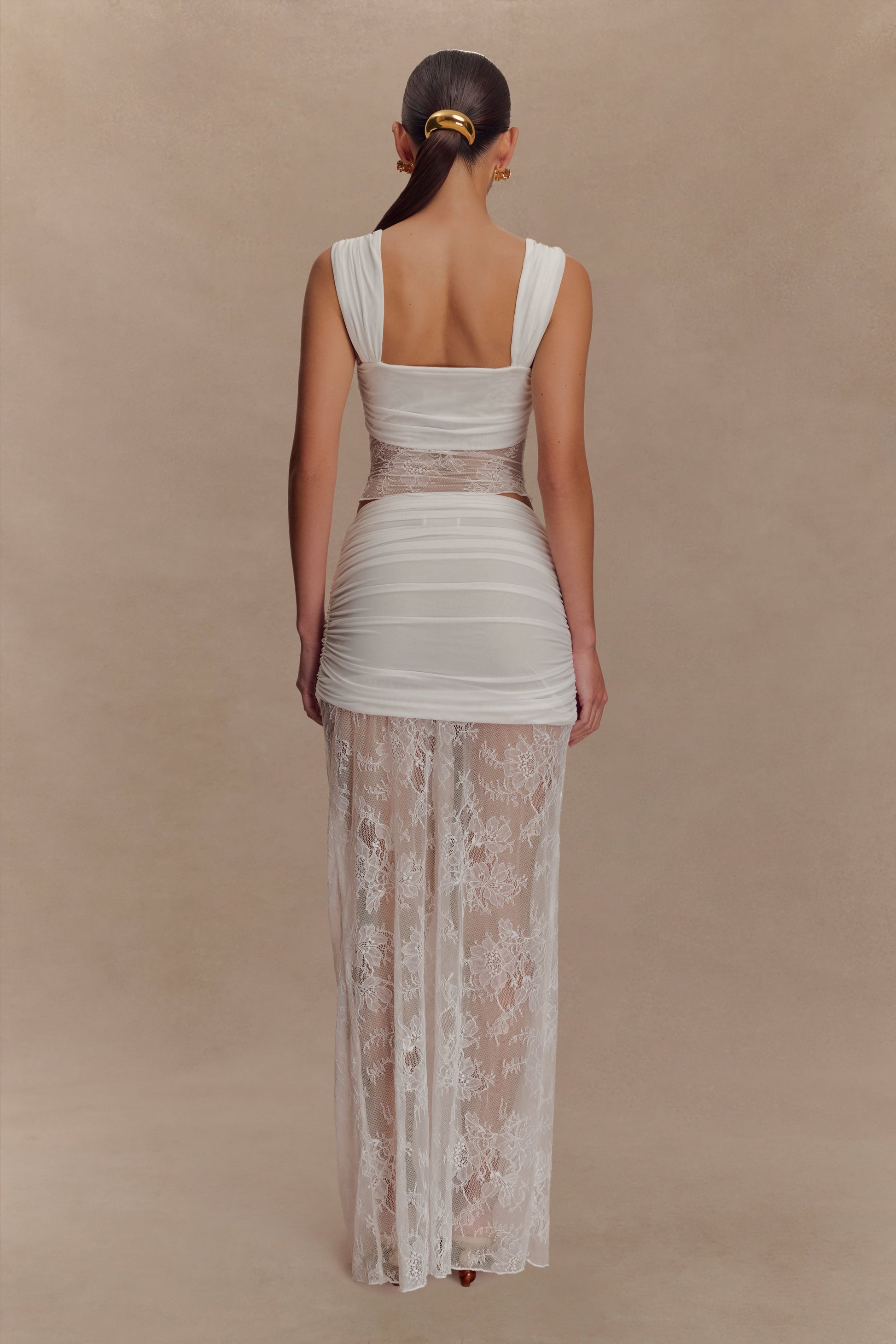 Guinevere Lace And Mesh Maxi Skirt - Ivory #7