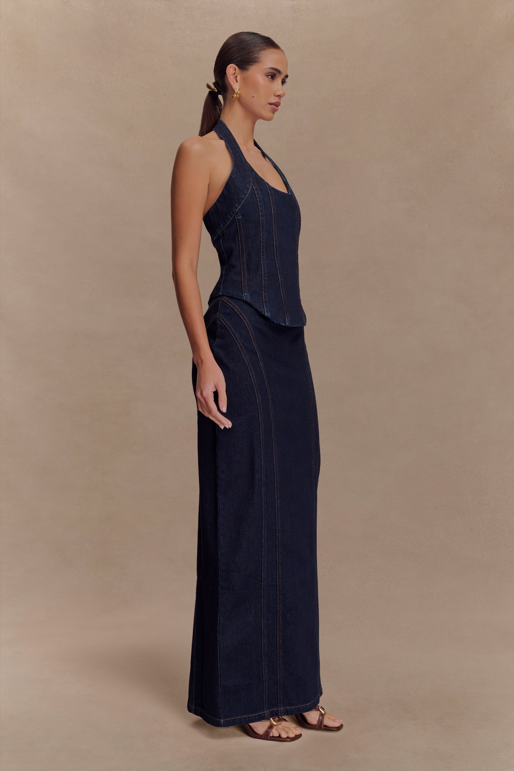 Alma Denim Maxi Skirt - Indigo Blue #5