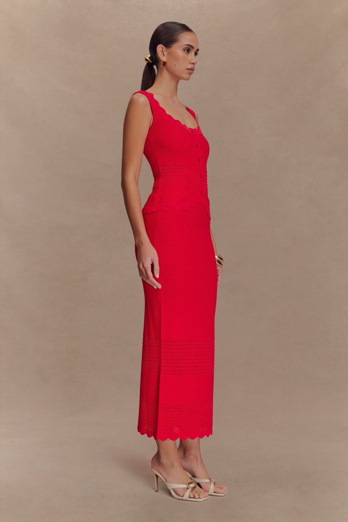 Madeline Scallop Knit Top - Red #4