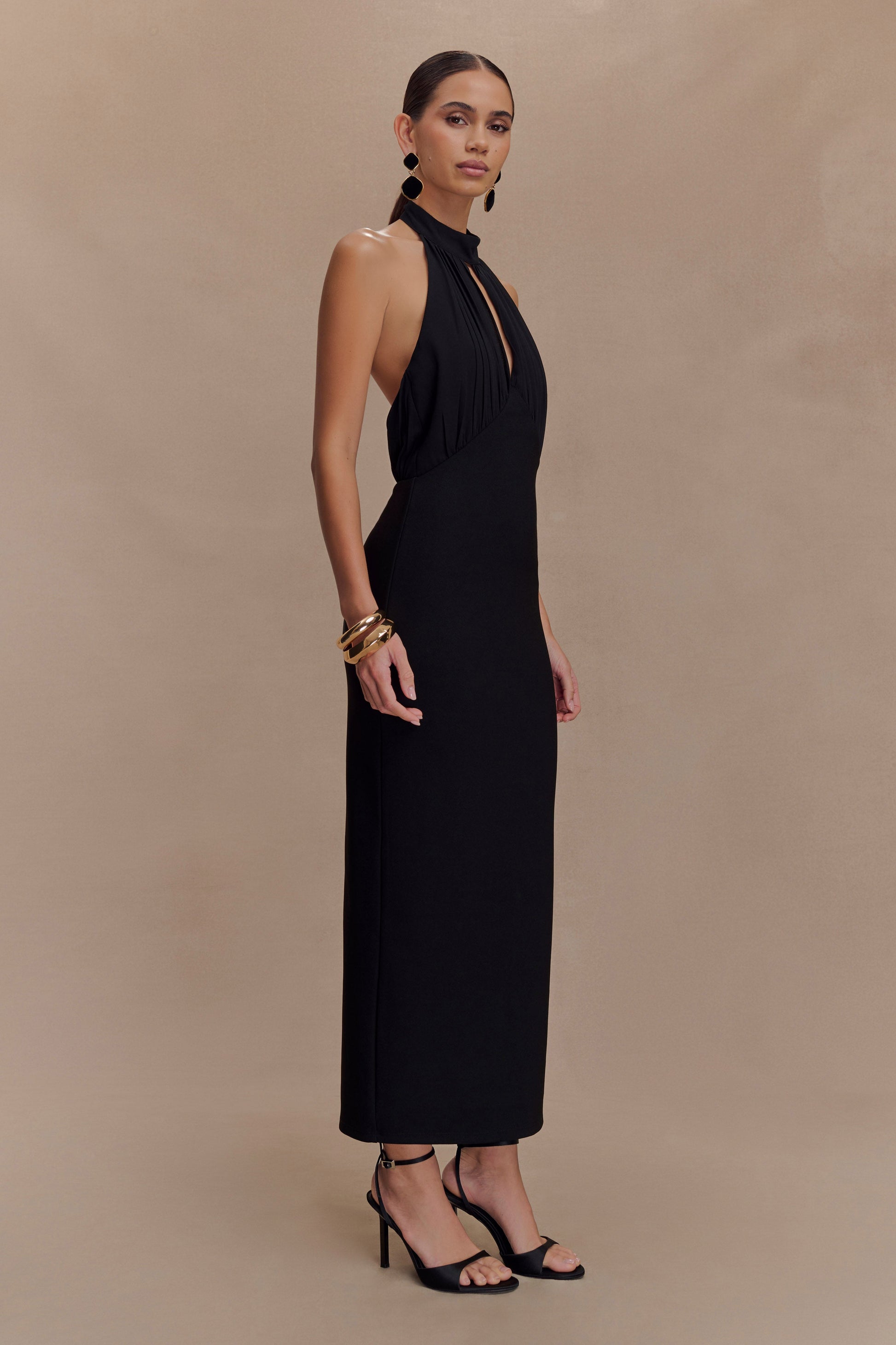 Mierah Halter Midi Dress - Black #5