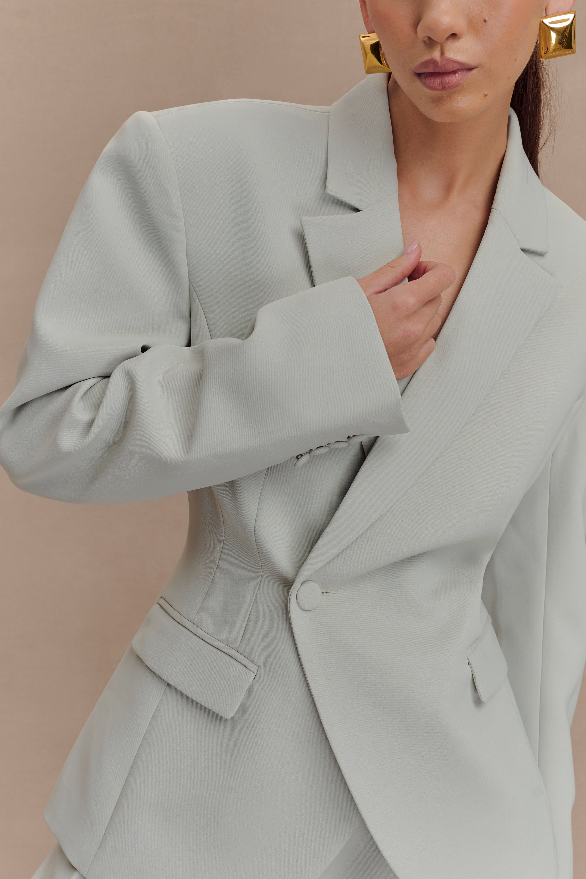 Jameson Cinched Suiting Blazer - Light Sage #3