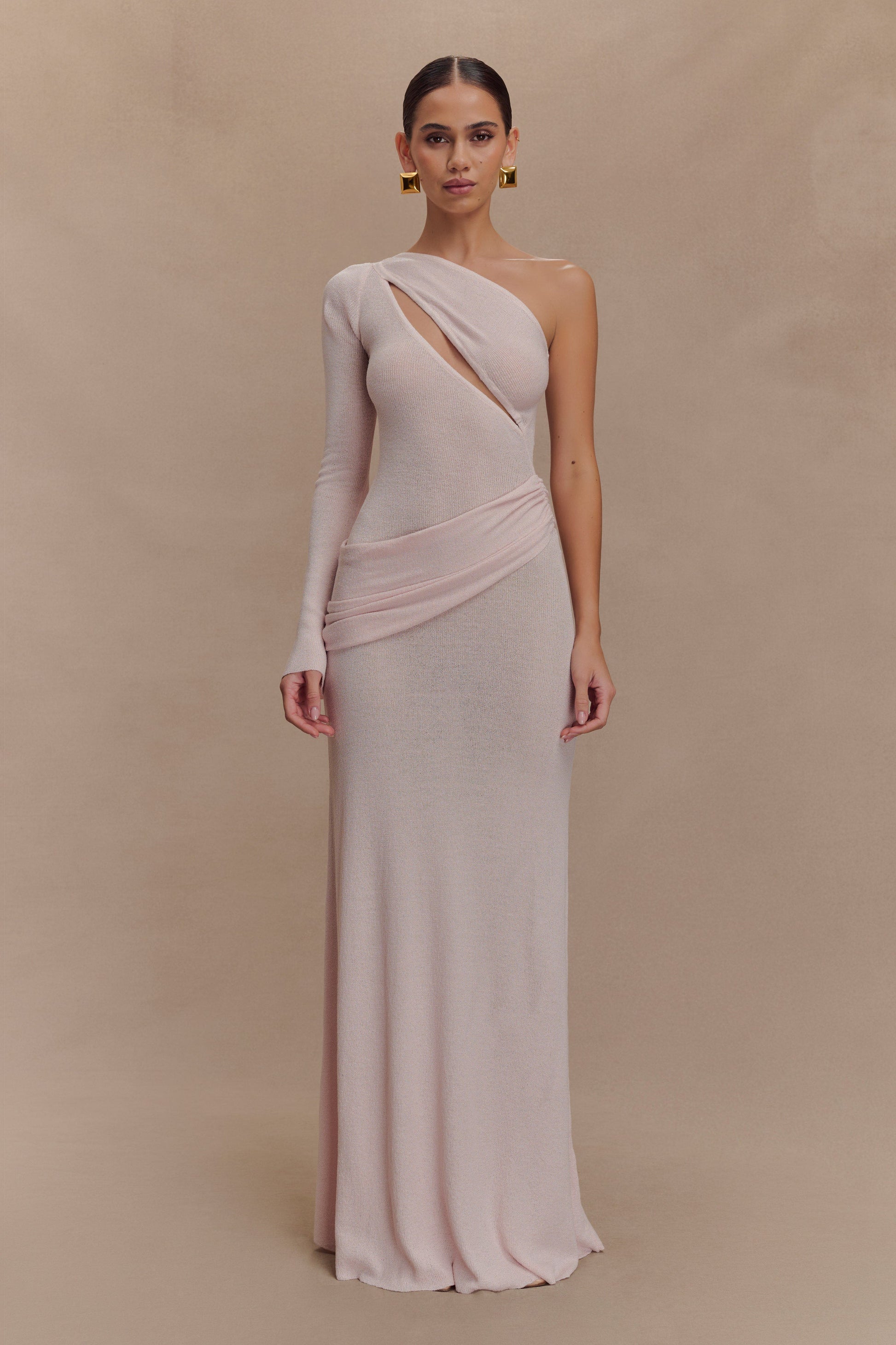 Alexius One Shoulder Knit Maxi Dress - Dusty Pink #2