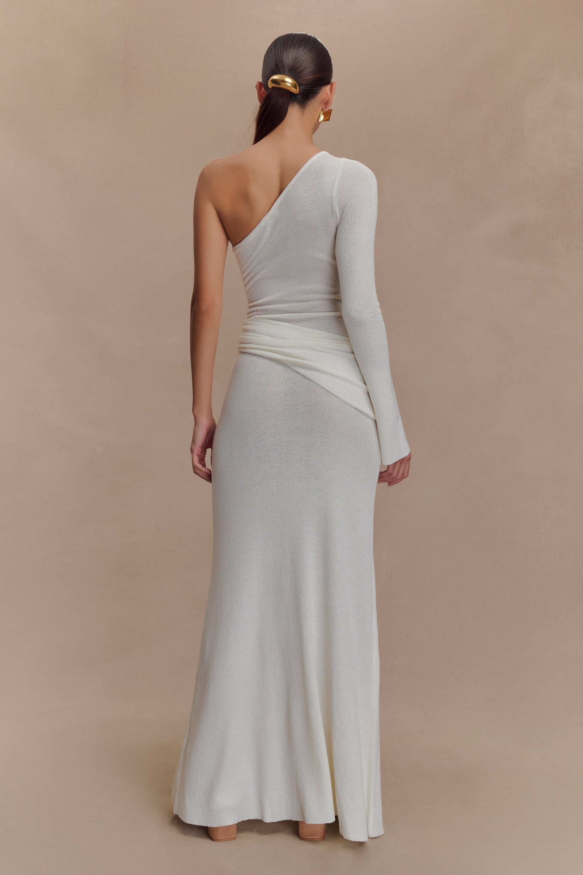 Alexius One Shoulder Knit Maxi Dress - Ivory #4