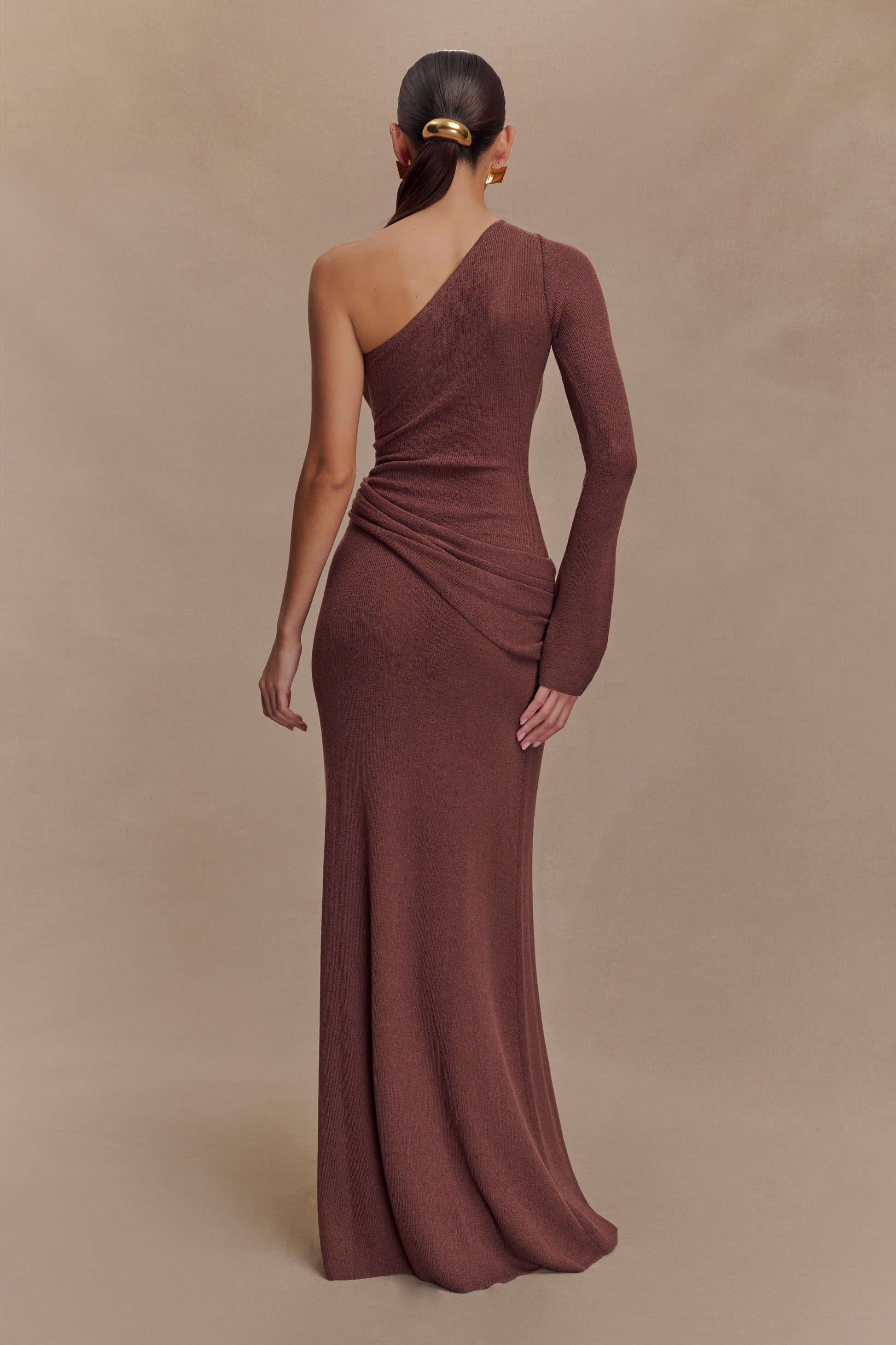 Alexius One Shoulder Knit Maxi Dress - Nutmeg #5