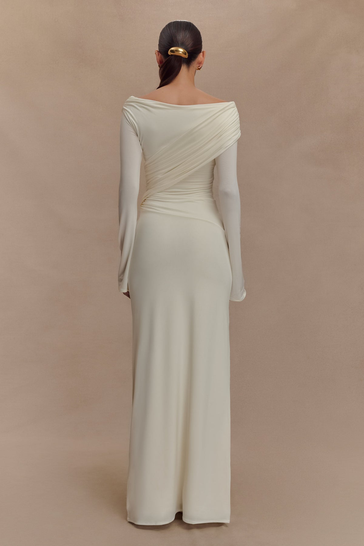 Therese Off Shoulder Ruched Maxi Dress - Ivory #2