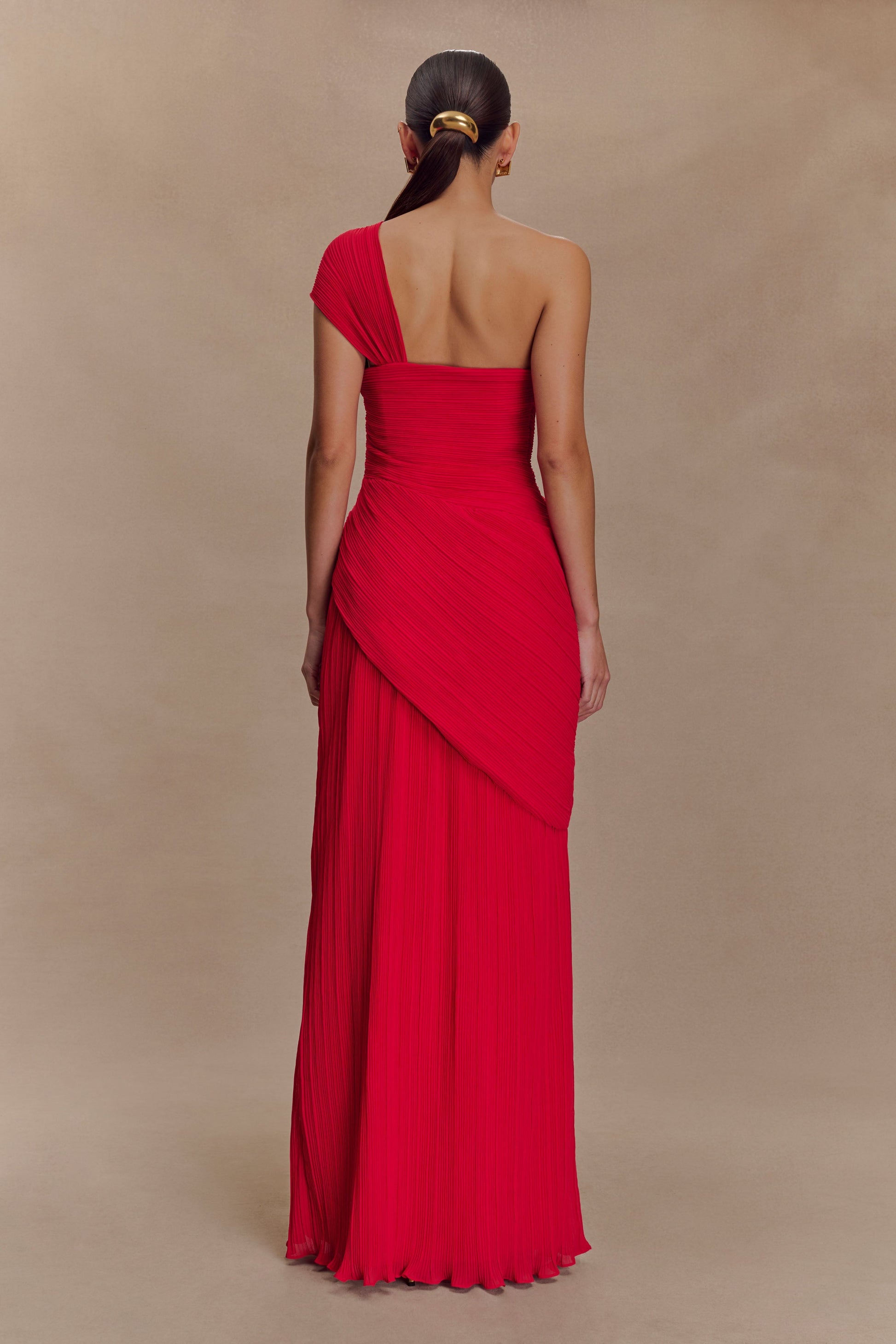 Tamara Shirred Chiffon Midi Dress - Red #3