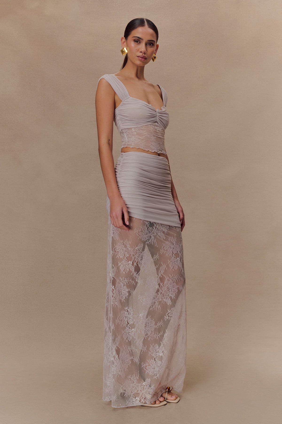 Guinevere Lace And Mesh Top - Lilac #4