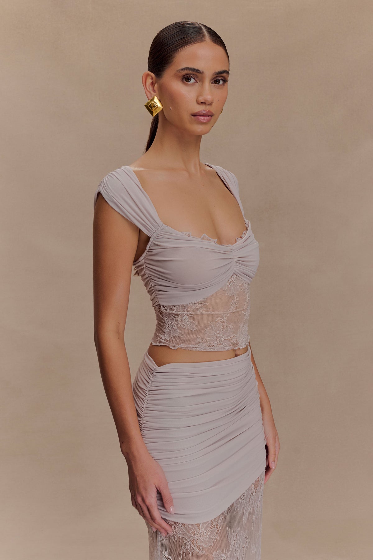 Guinevere Lace And Mesh Top - Lilac #3