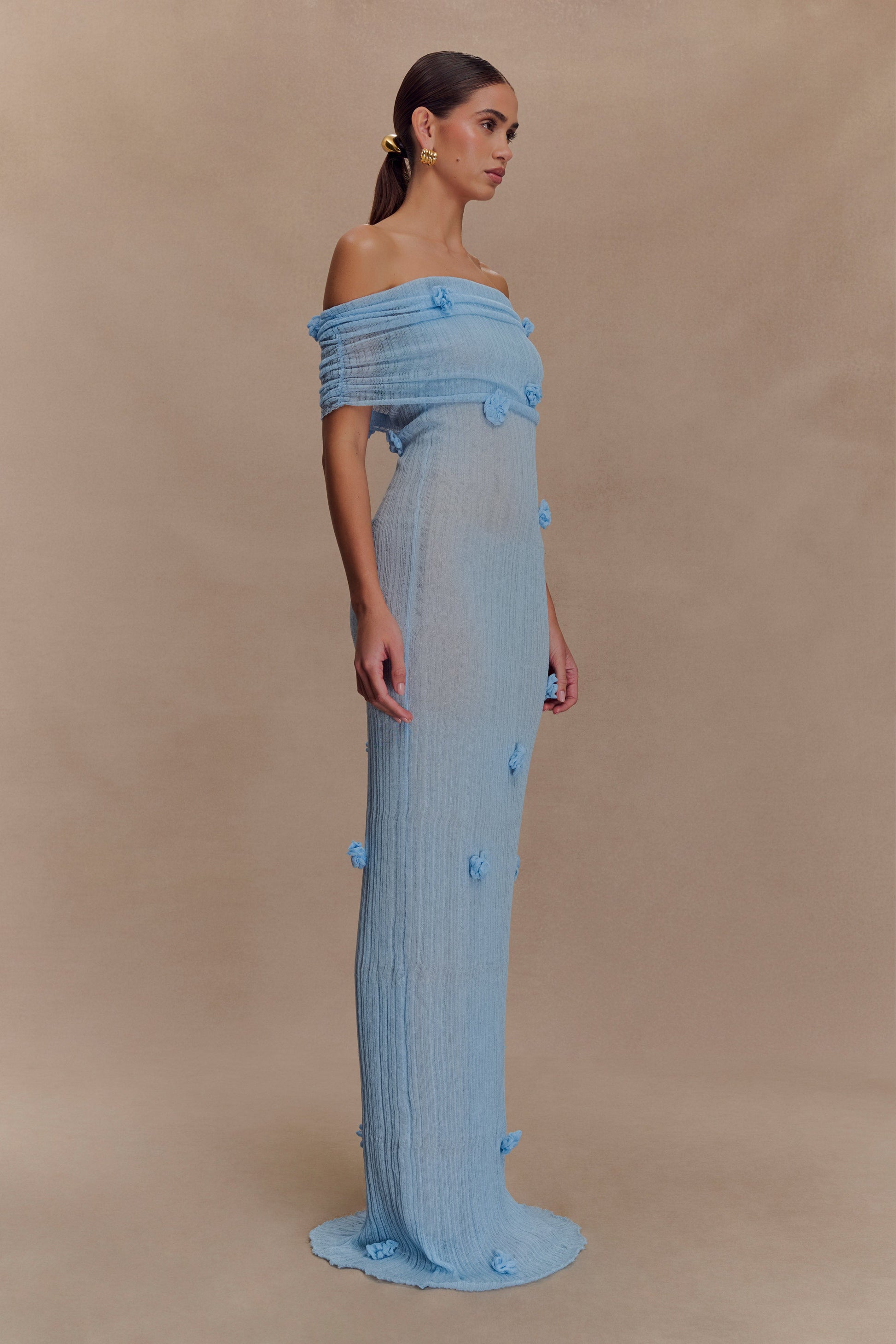 Brynn Orchid Knit Maxi Dress - Baby Blue #5