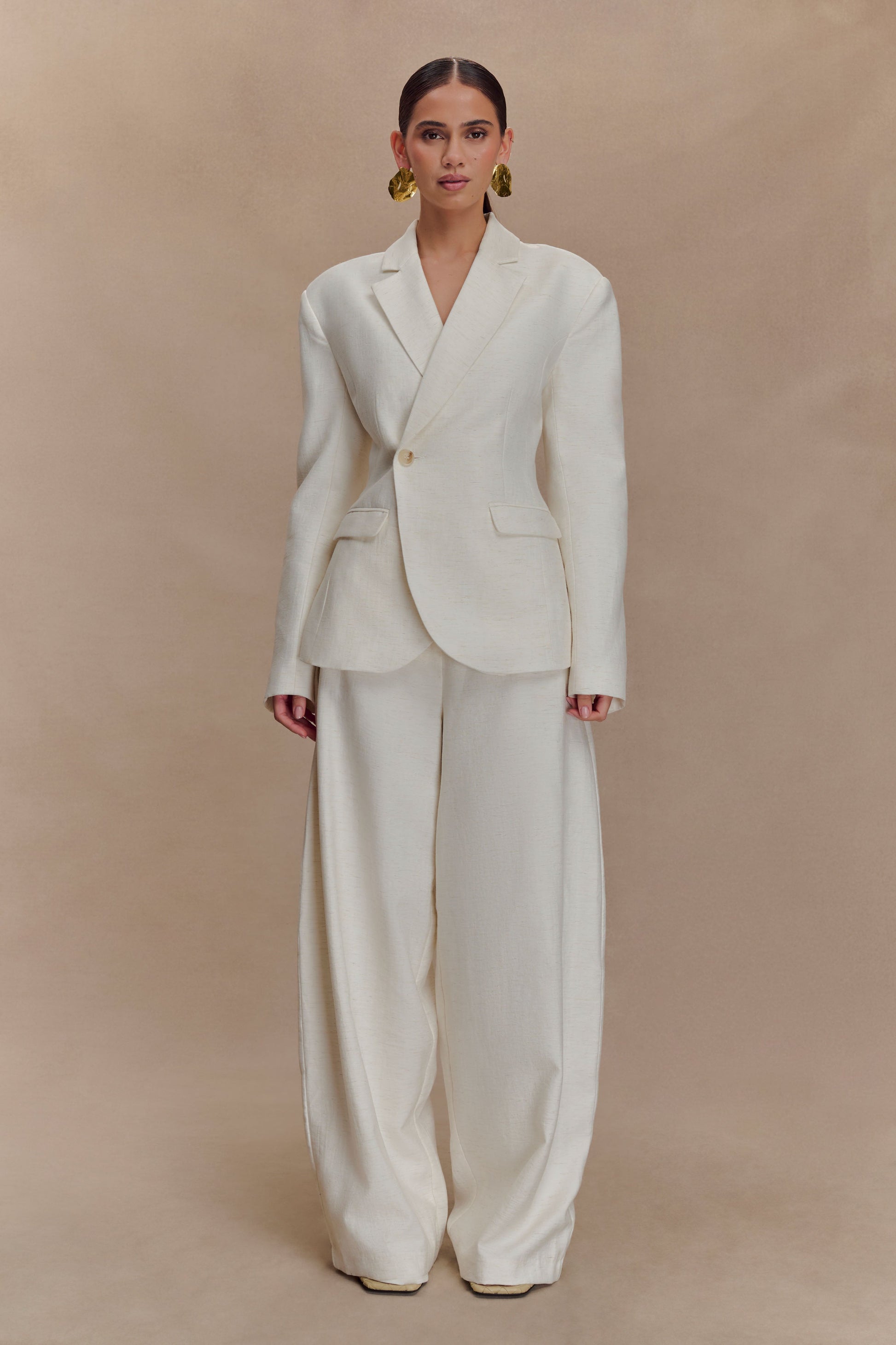 Cyrene Linen Wide Leg Pants - Oat Marle #6