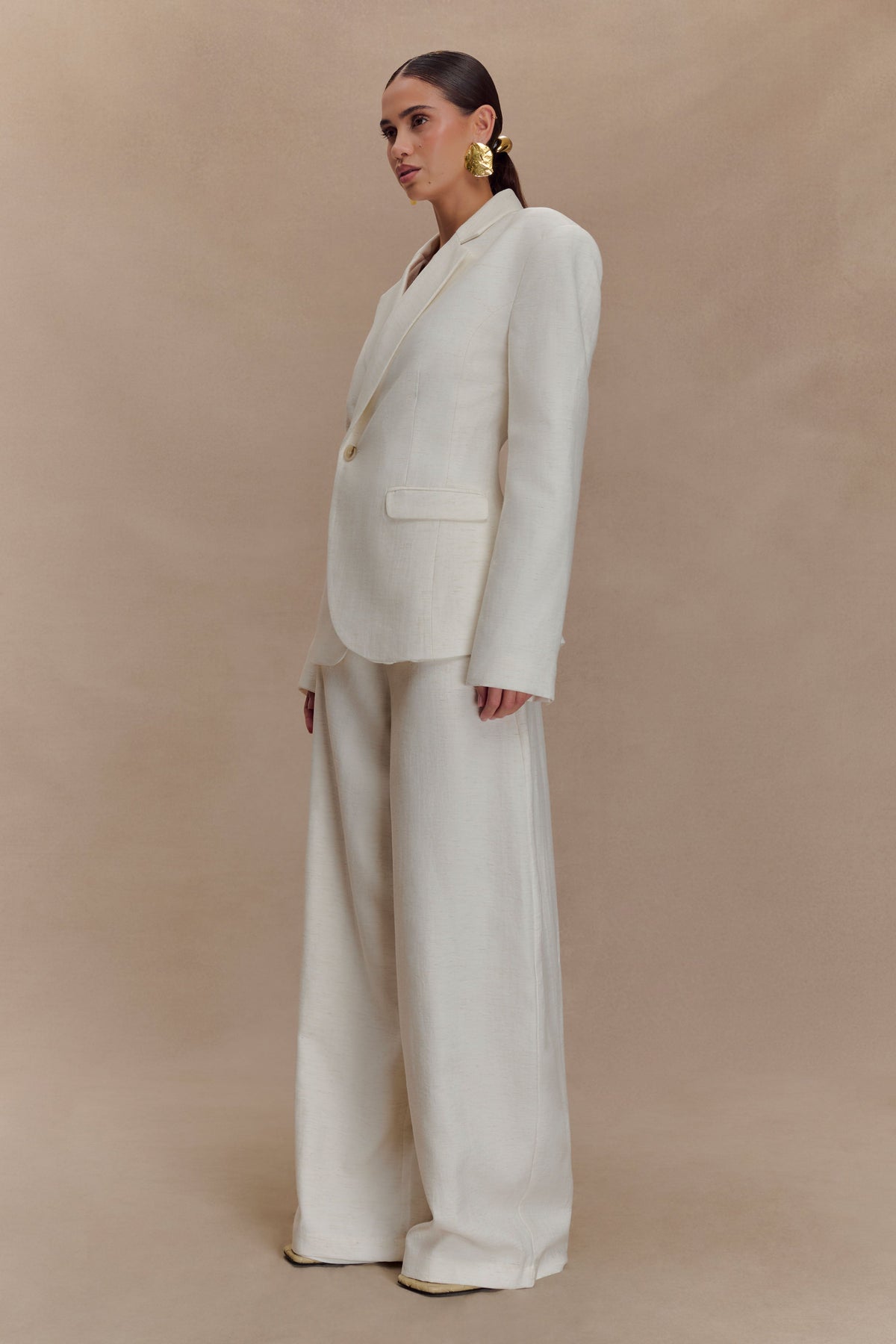Jameson Cinched Linen Blazer - Oat Marle #4