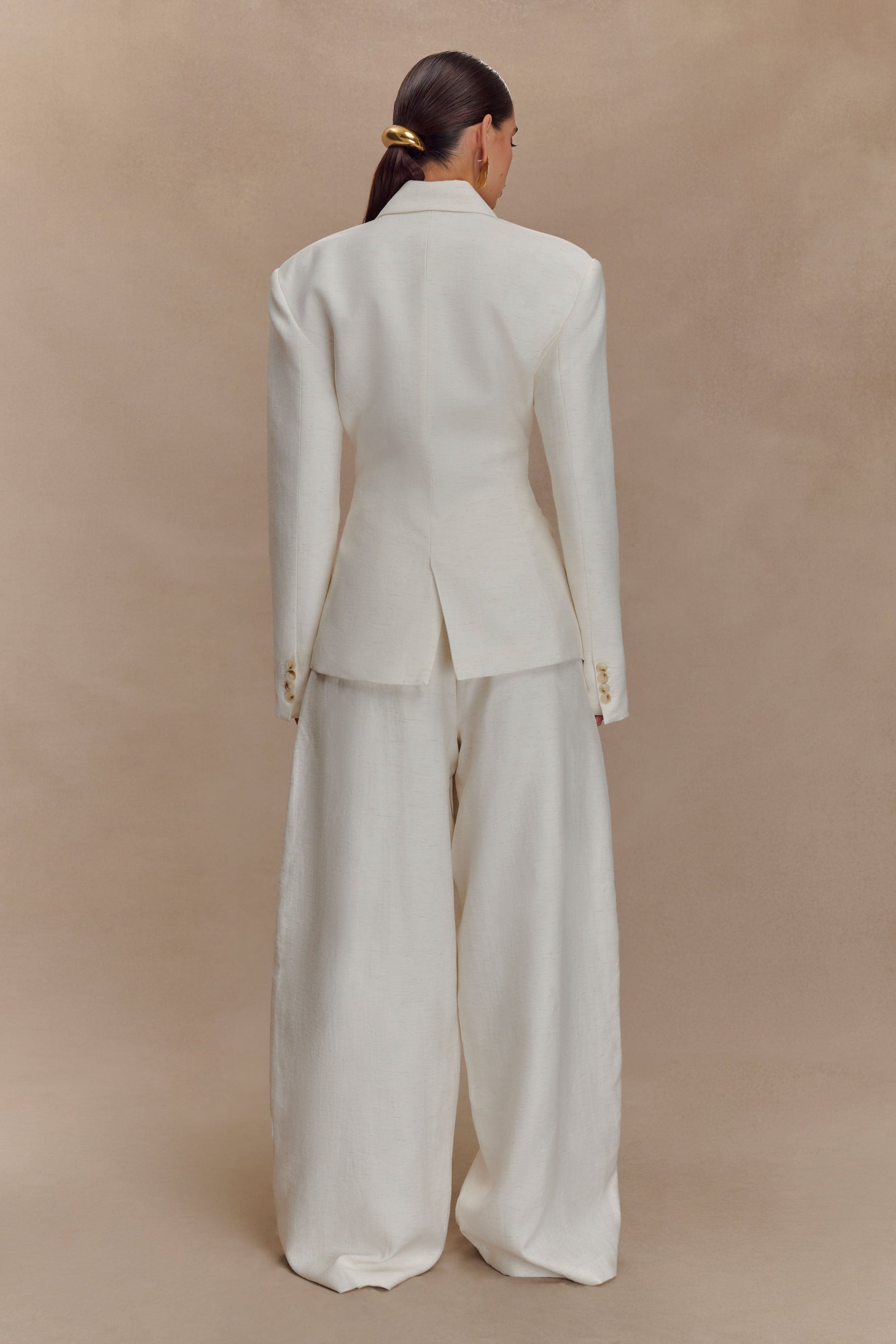 Cyrene Linen Wide Leg Pants - Oat Marle #5