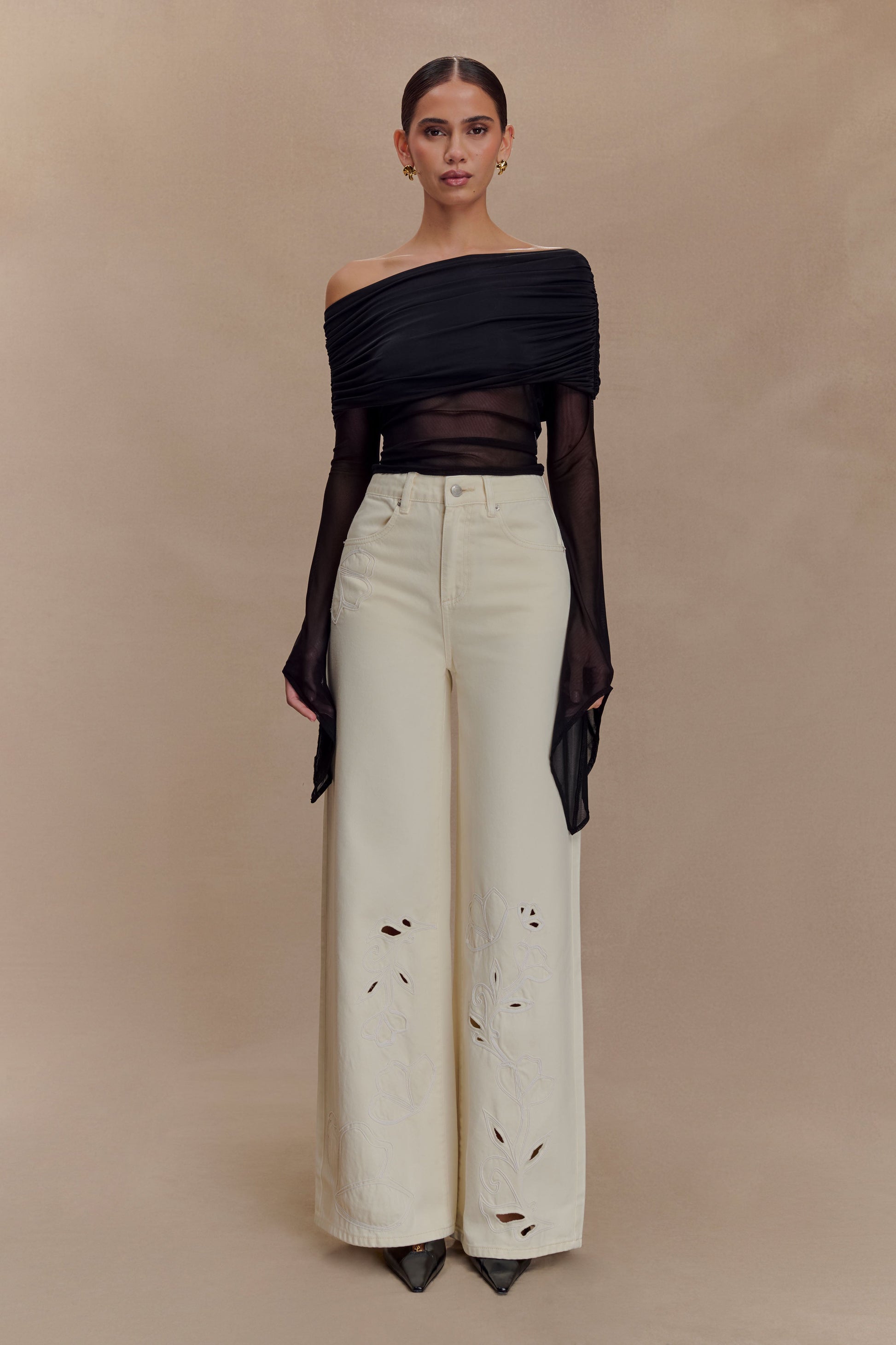 Dahlia One Shoulder Top - Black #6