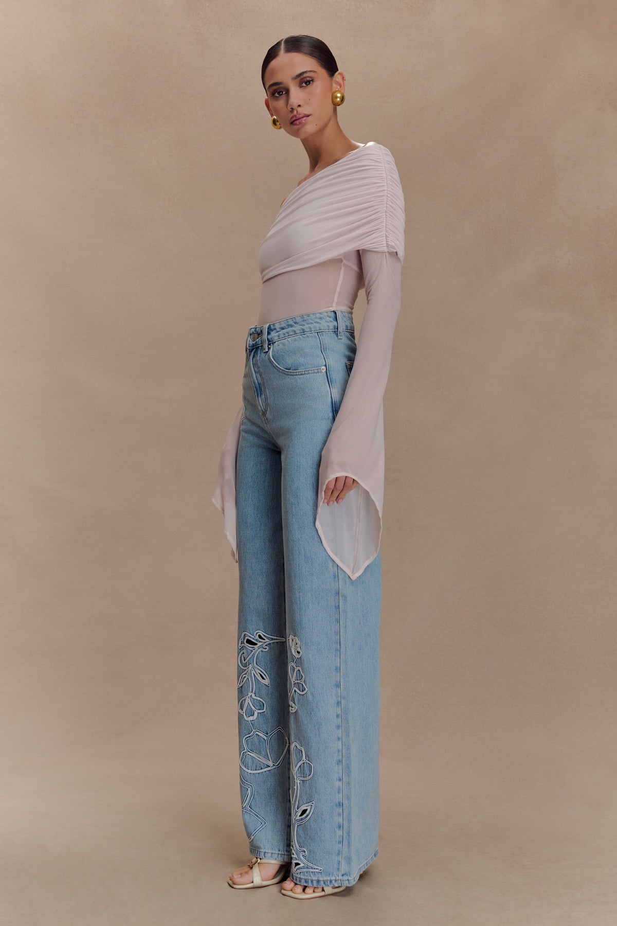 Dahlia One Shoulder Top - Pale Pink #4