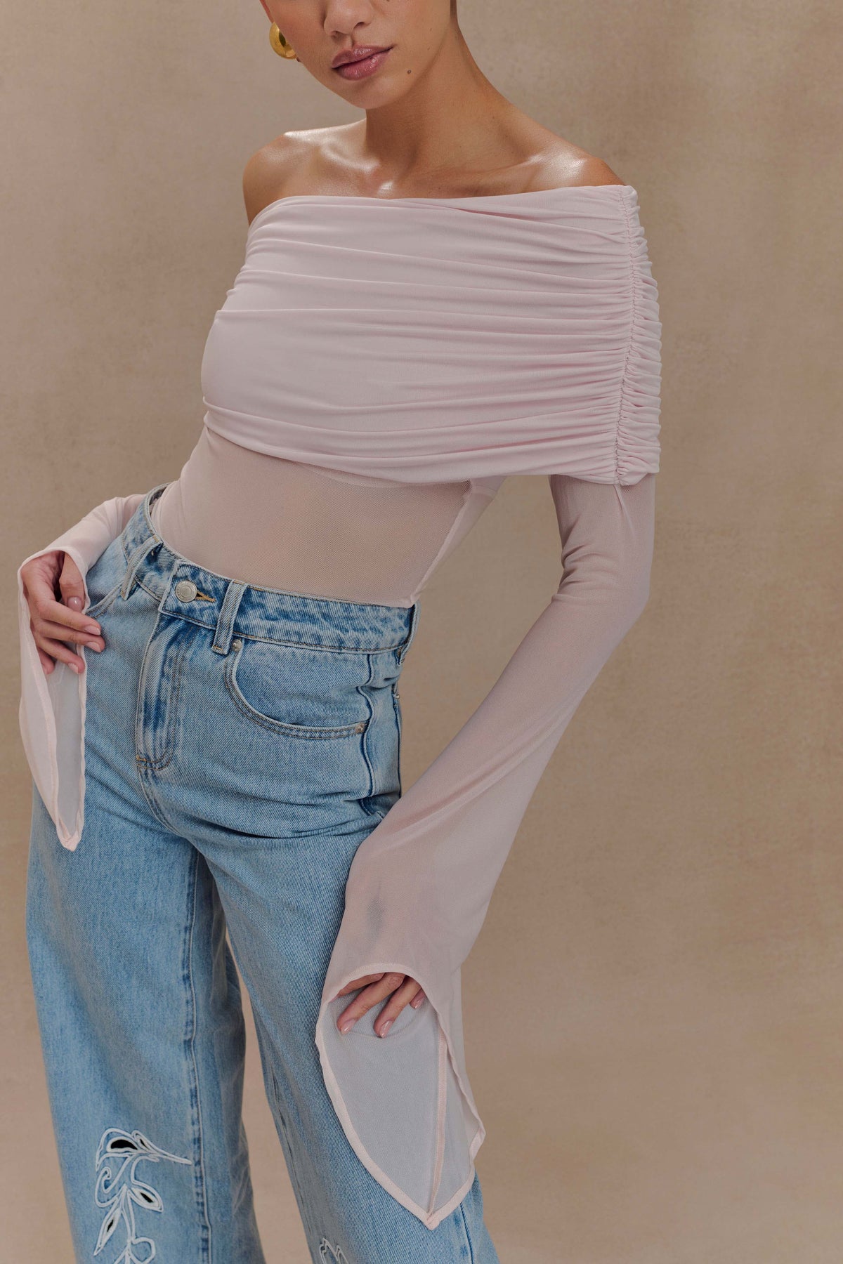 Dahlia One Shoulder Top - Pale Pink #3