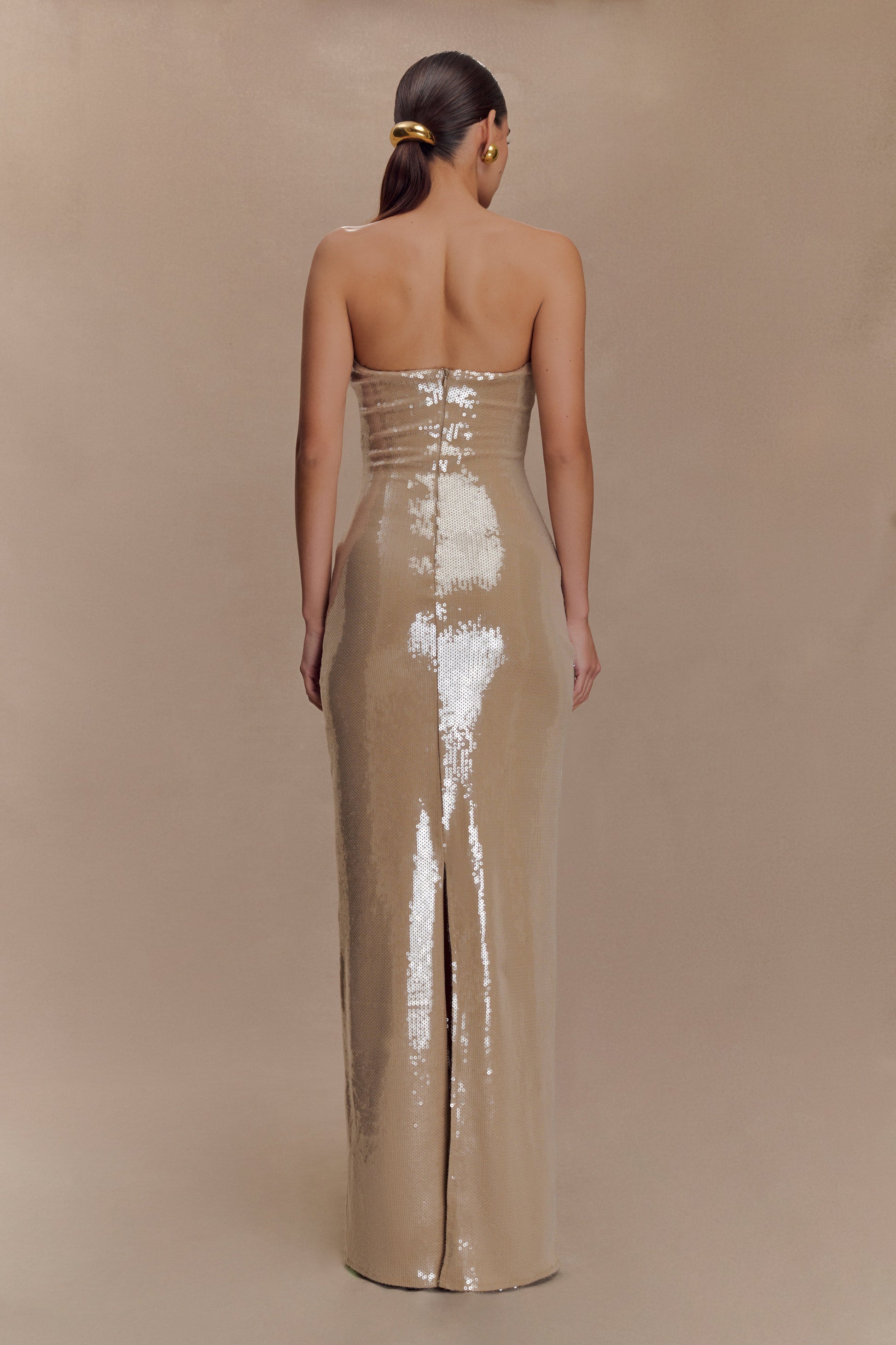 Winston Strapless Sequin Maxi Dress - Taupe #4